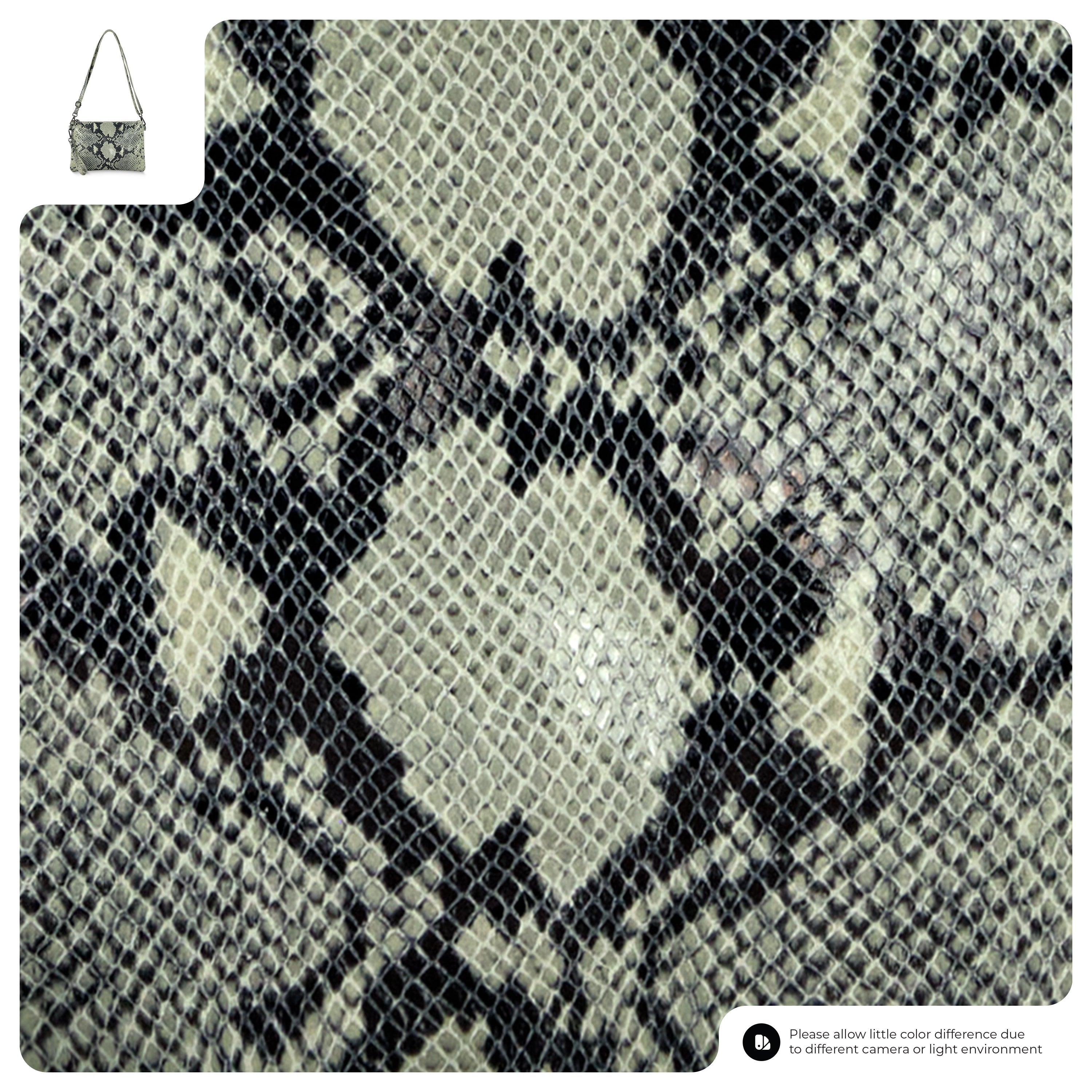 Italian Genuine Python-Print Suede Crossbody Wristlet