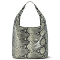 Italian hobo bag in python-print calf leather with a soft, minimalist shape.