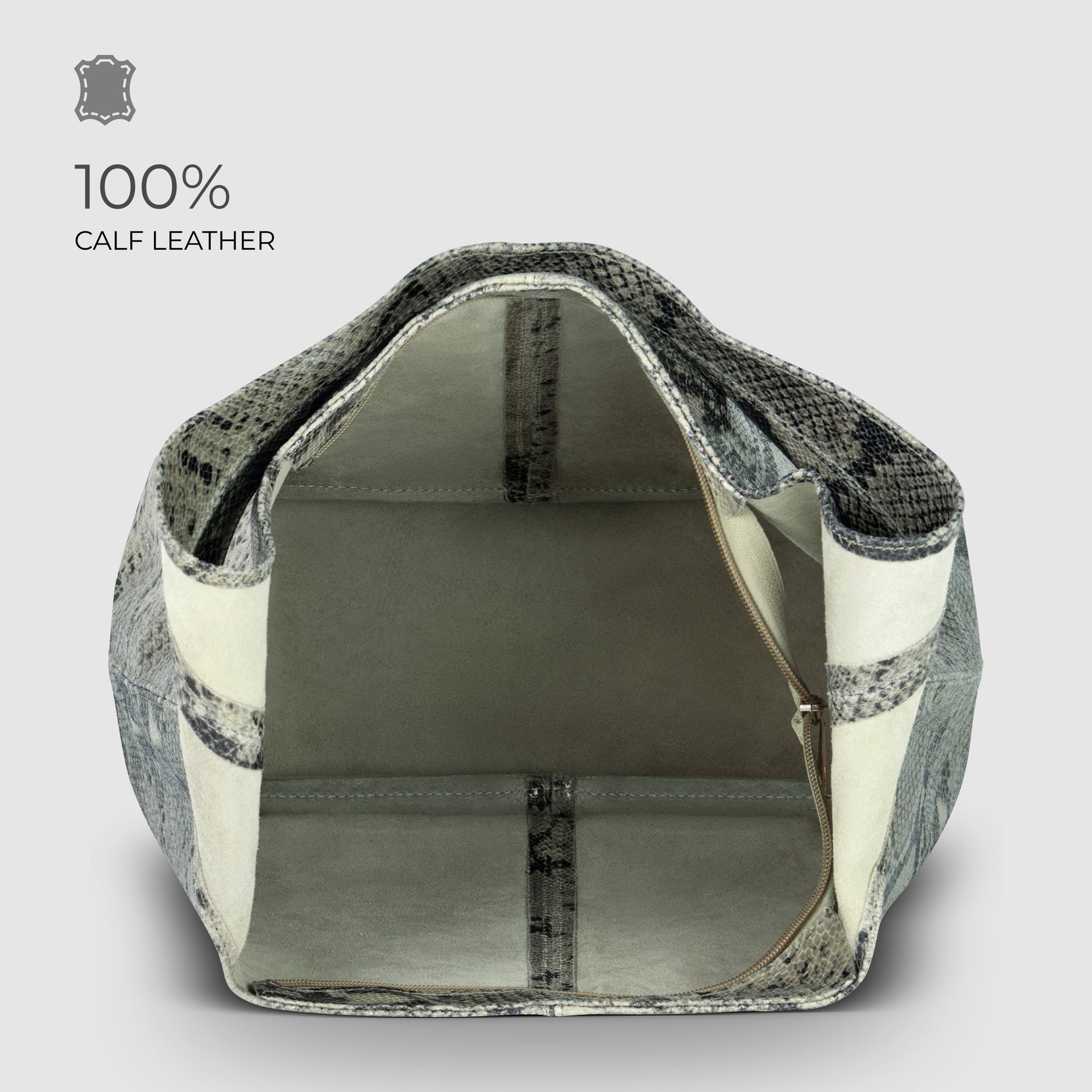 Italian Genuine Python-Print Suede Hobo Bag