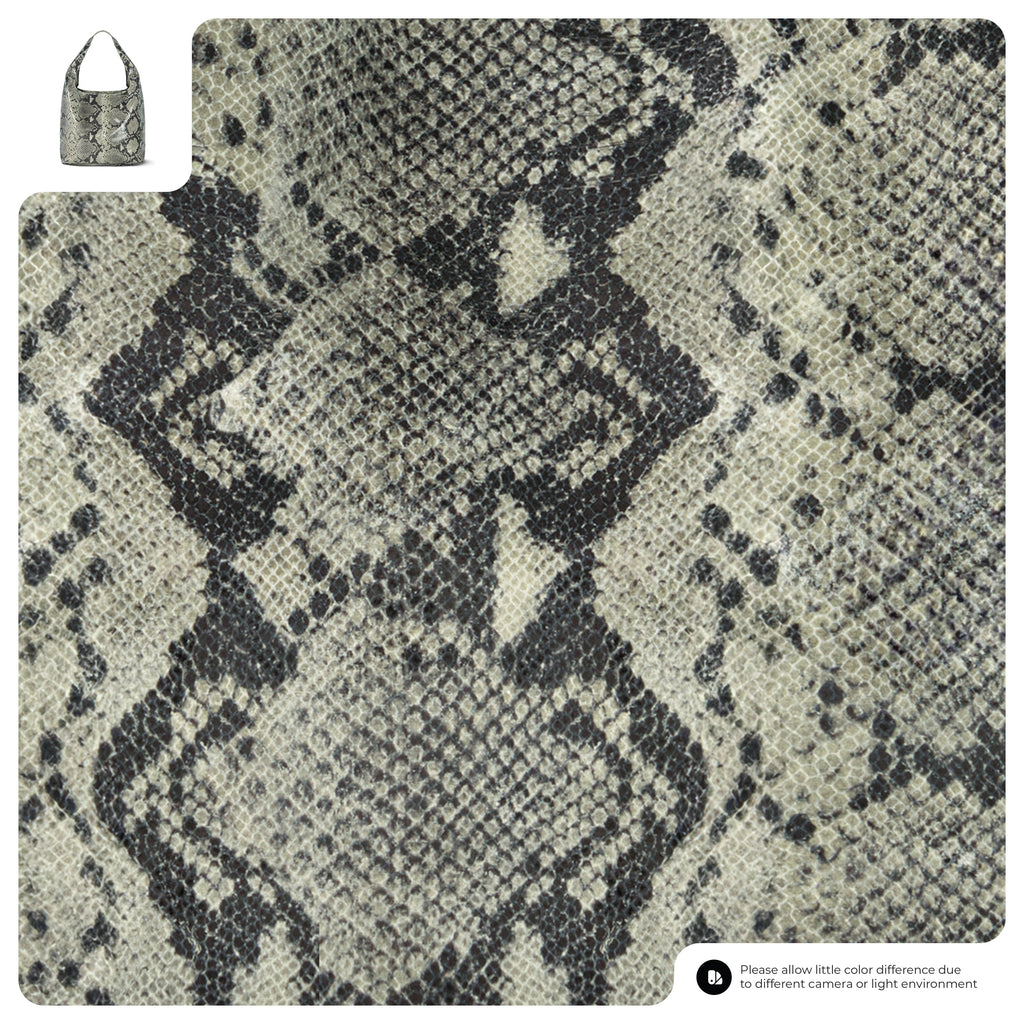 Italian Genuine Python-Print Suede Hobo Bag