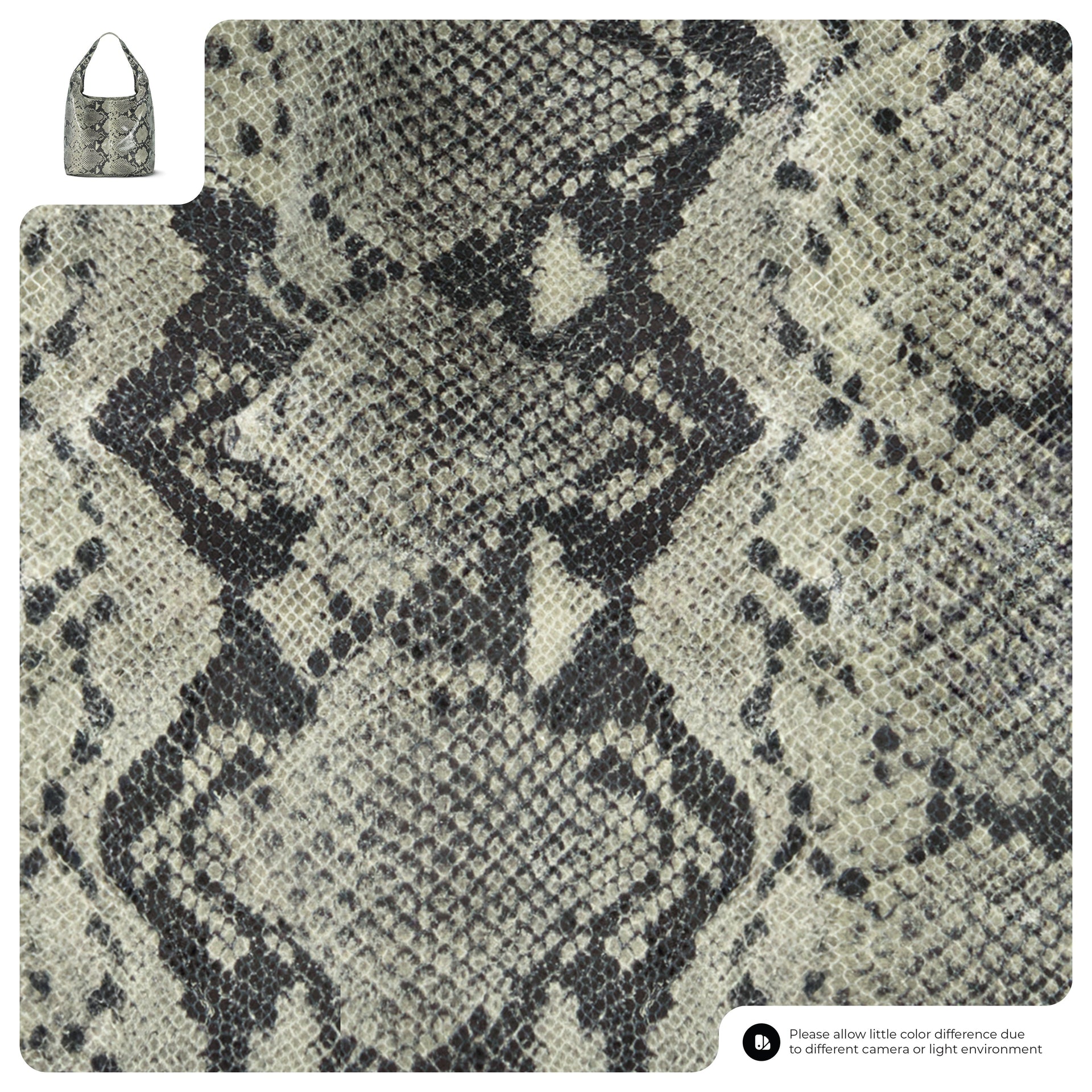 Italian Genuine Python-Print Suede Hobo Bag