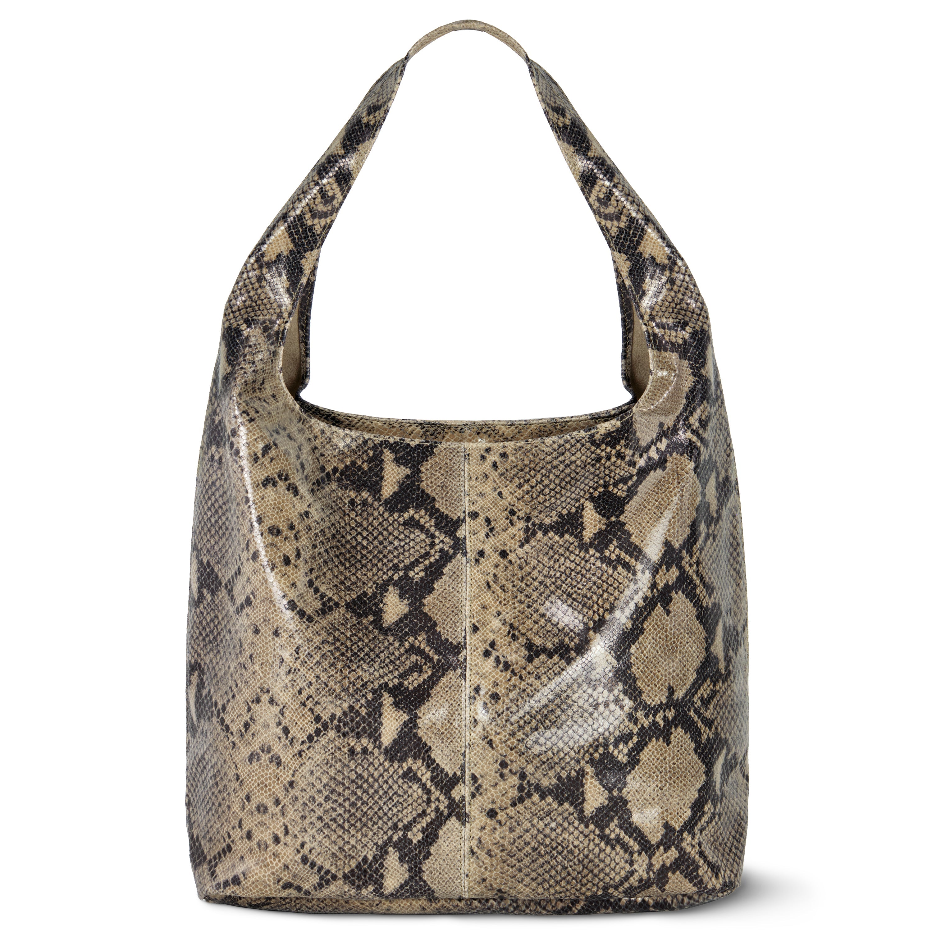 Italian Genuine Python-Print Suede Hobo Bag