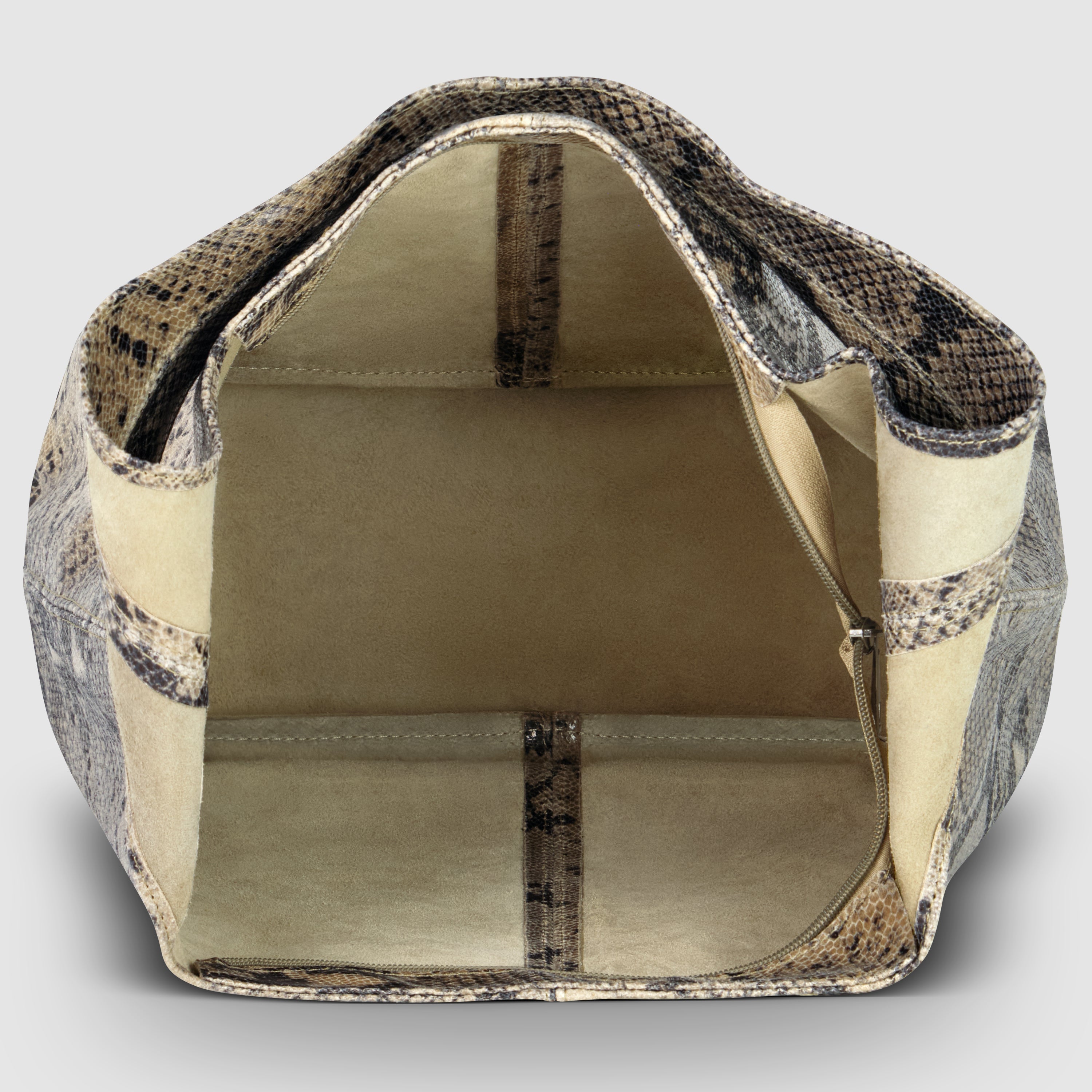 Italian Genuine Python-Print Suede Hobo Bag