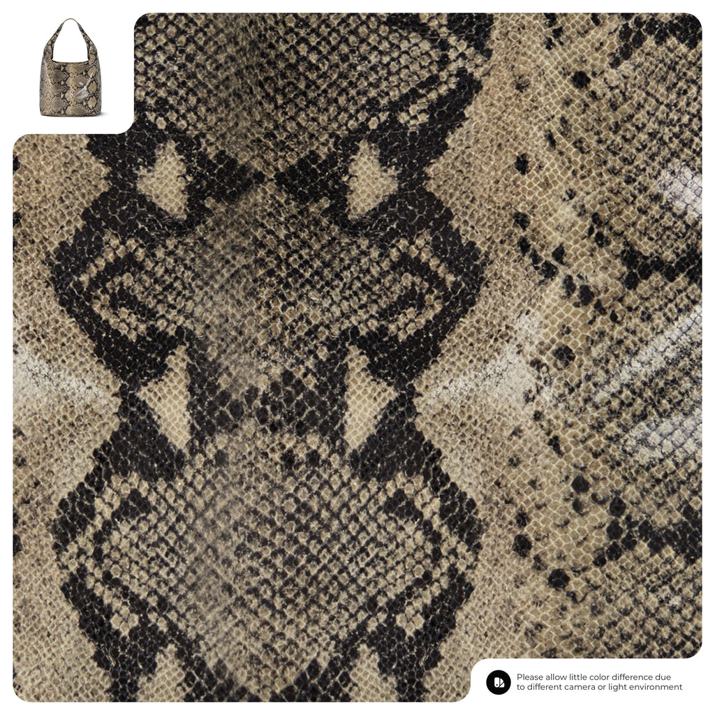 Italian Genuine Python-Print Suede Hobo Bag
