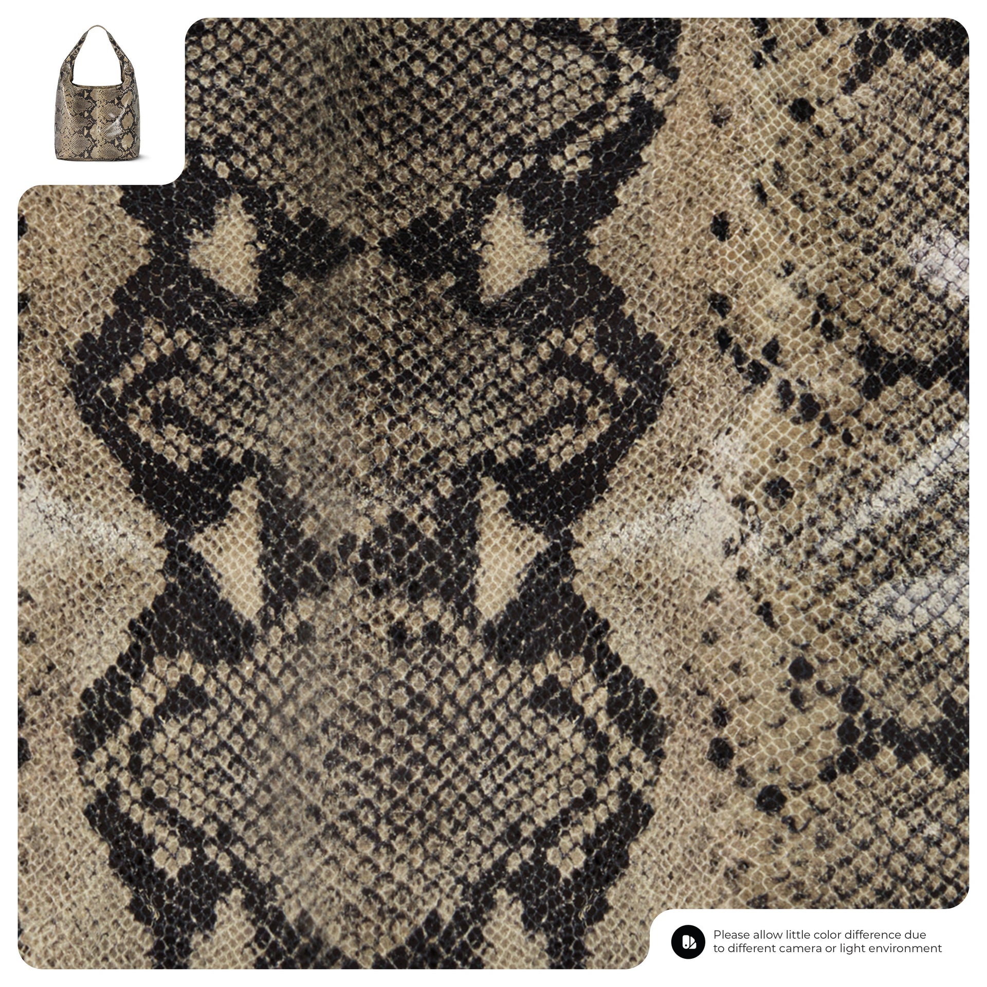 Italian Genuine Python-Print Suede Hobo Bag