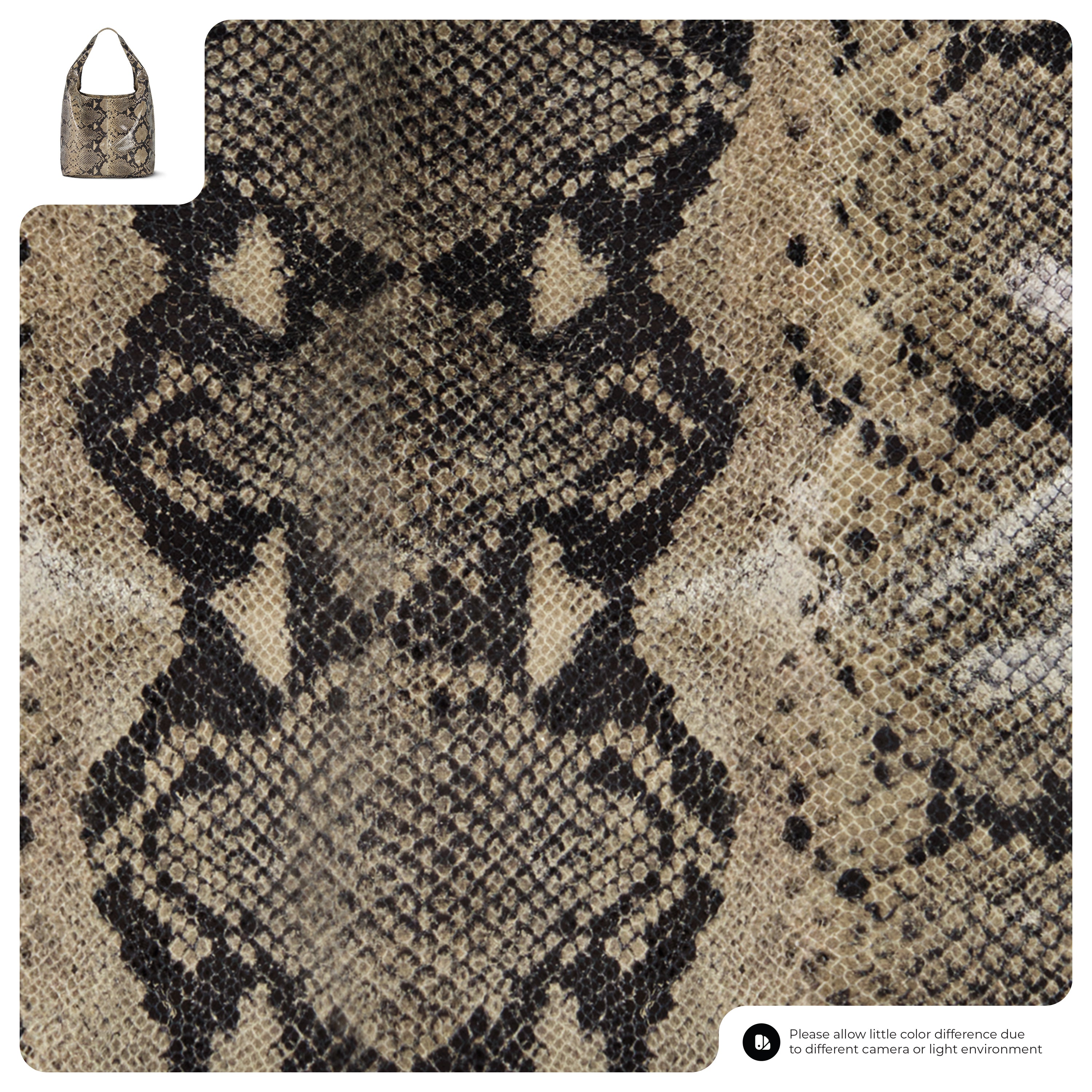 Italian Genuine Python-Print Suede Hobo Bag
