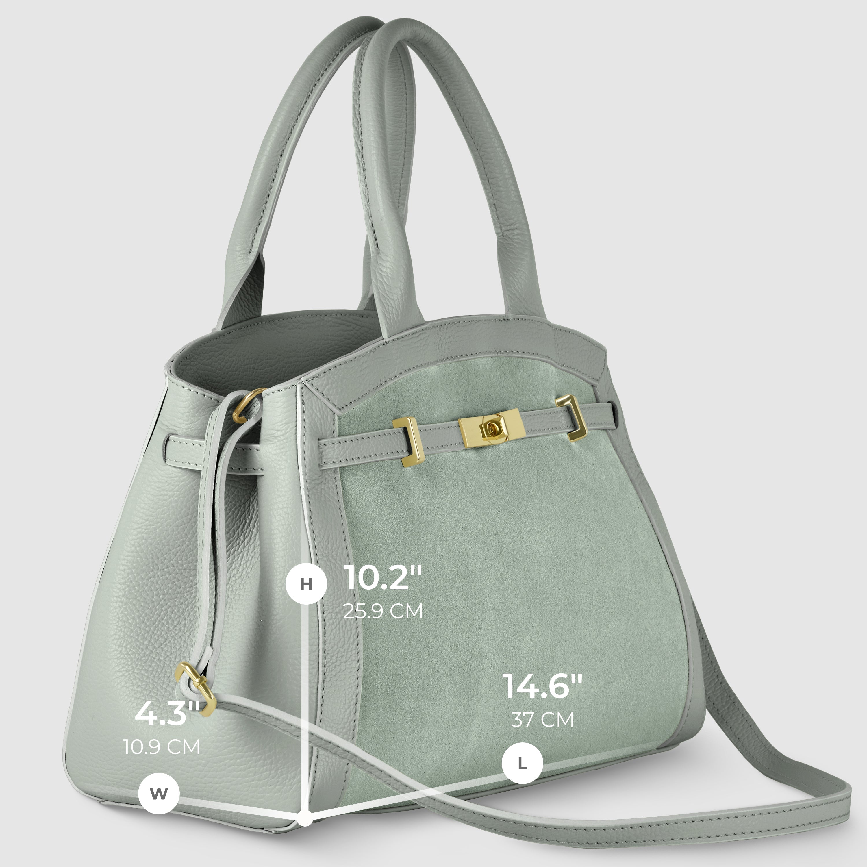 Italian Genuine Suede and Calf Leather Top-Handle Bag