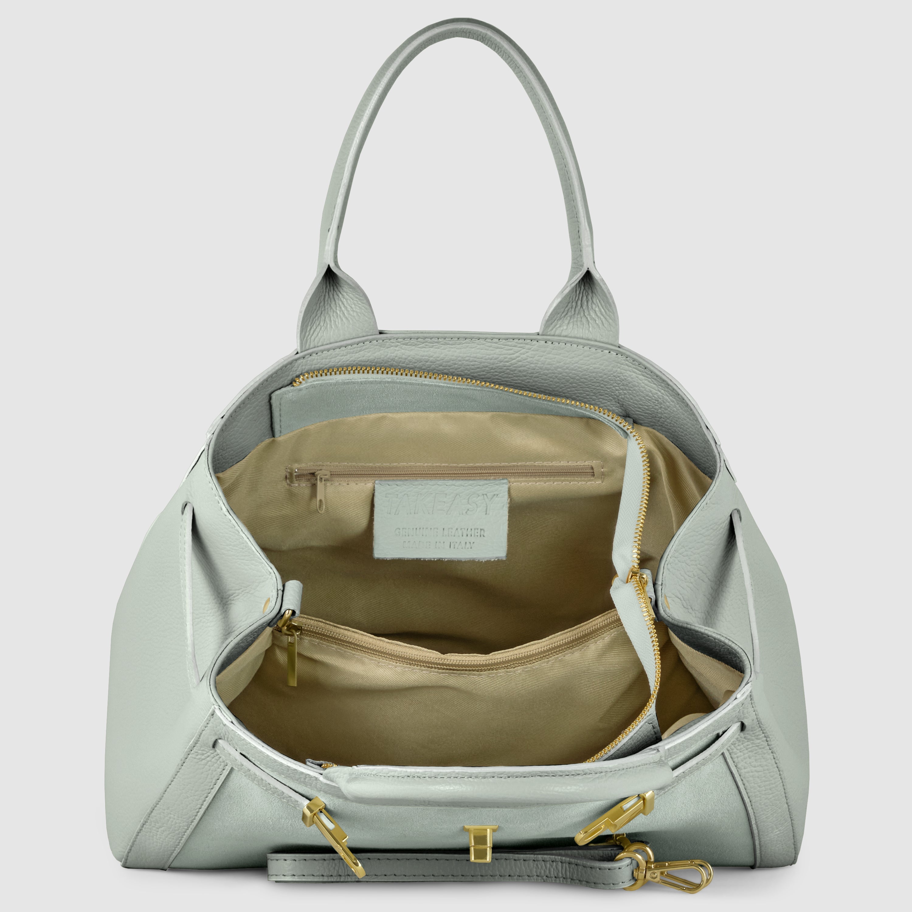 Italian Genuine Suede and Calf Leather Top-Handle Bag