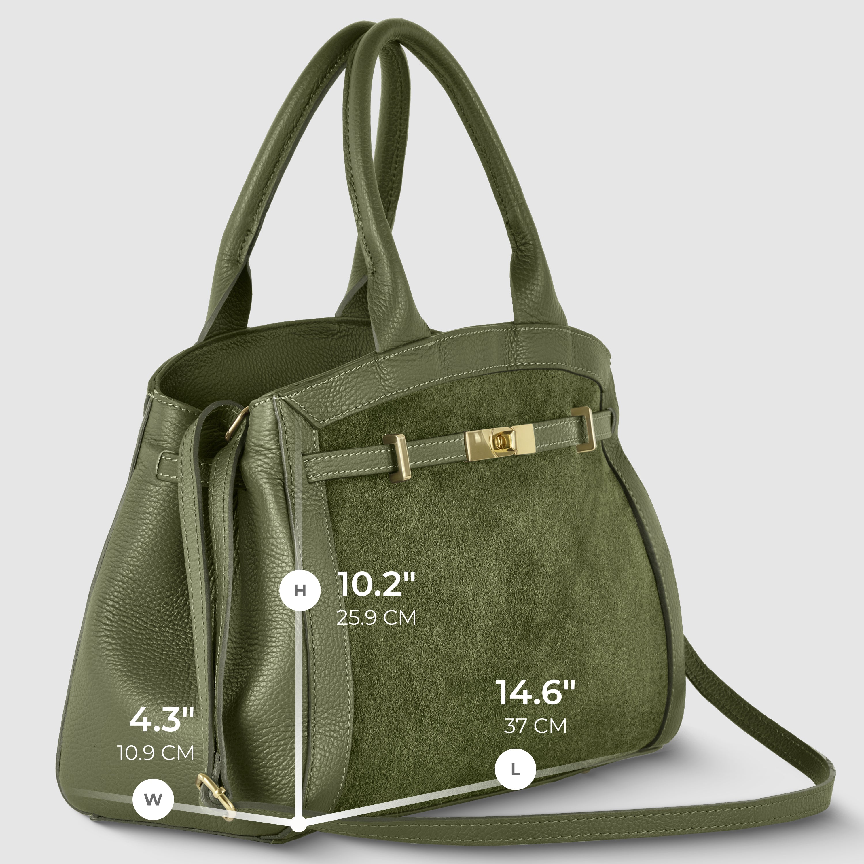 Italian Genuine Suede and Calf Leather Top-Handle Bag