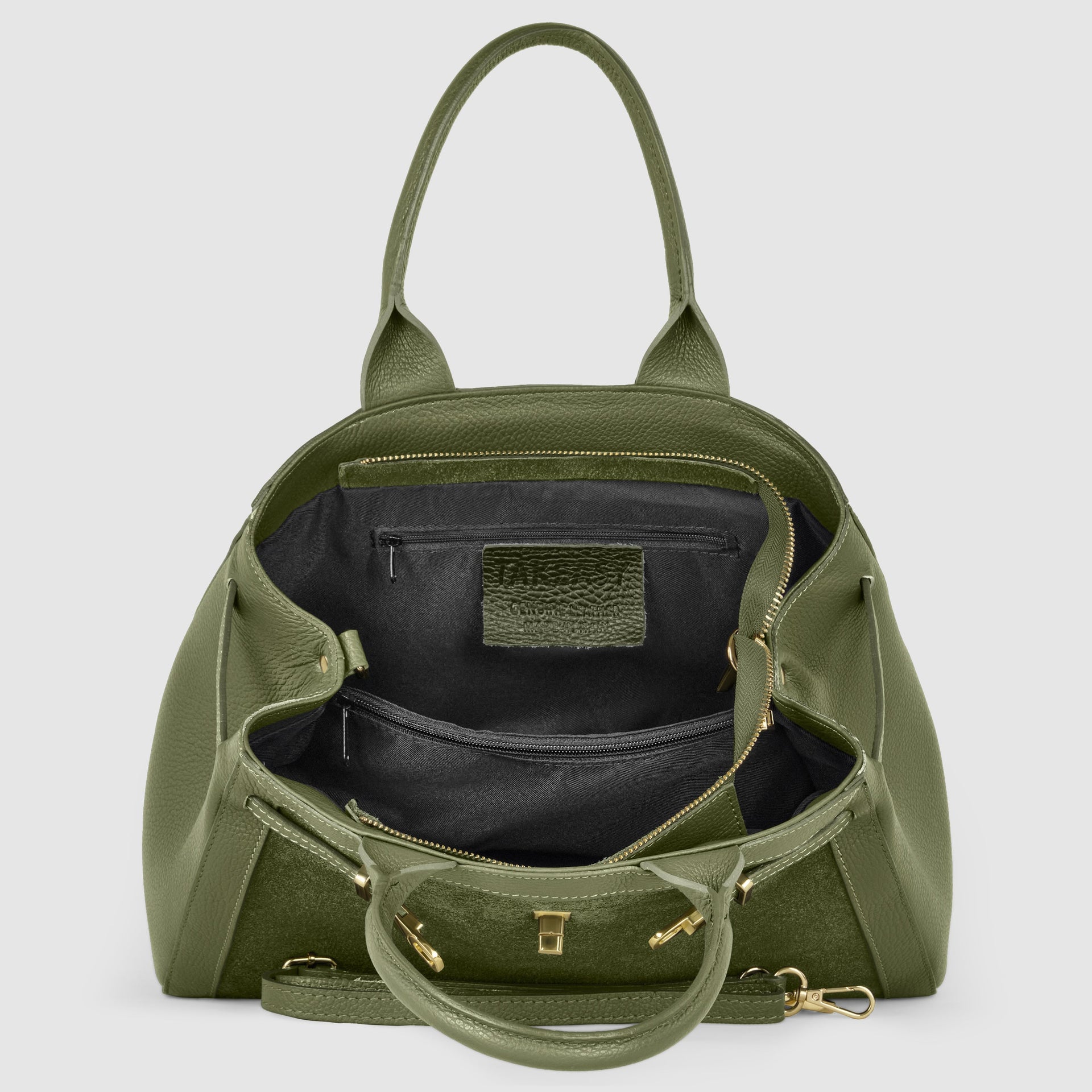 Italian Genuine Suede and Calf Leather Top-Handle Bag