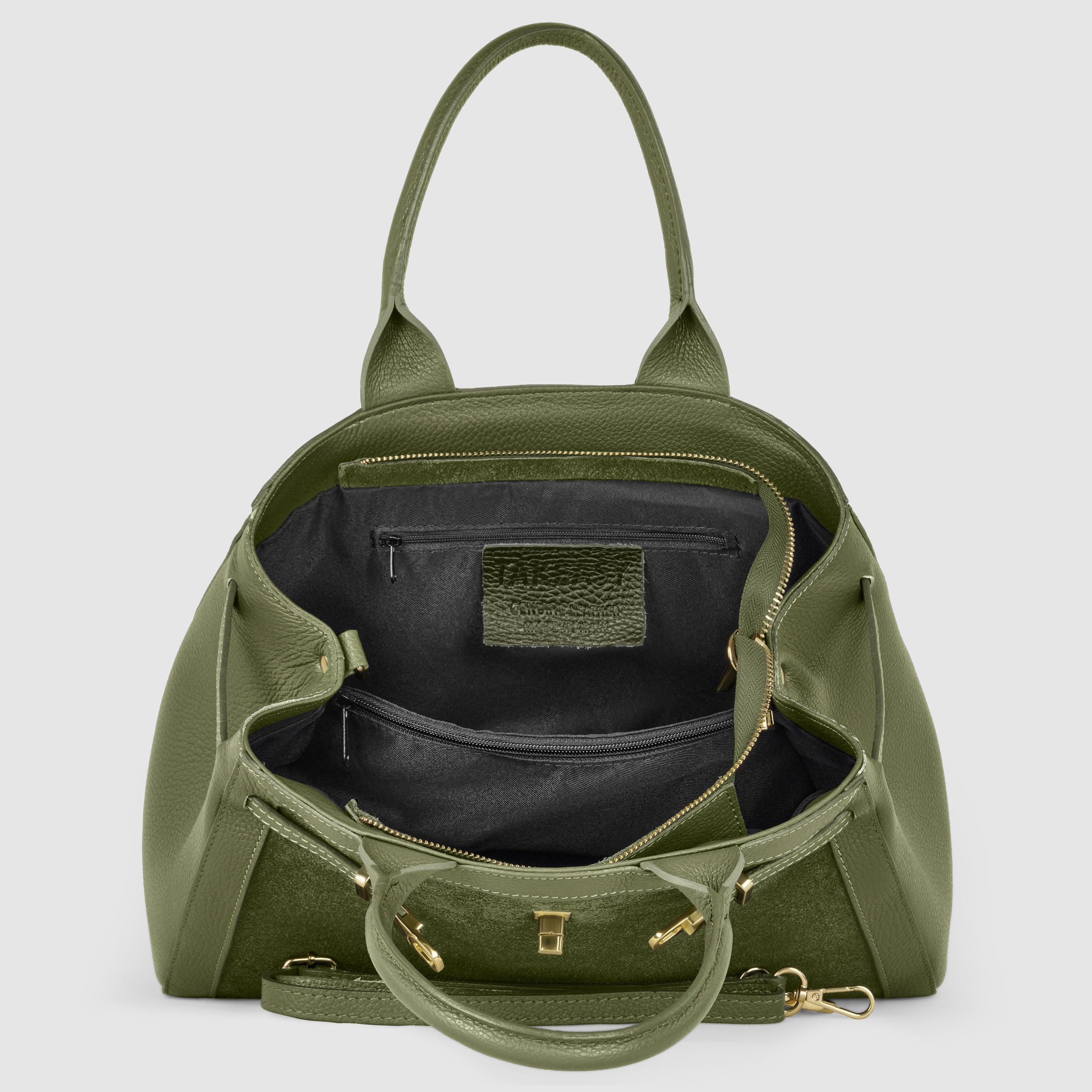 Italian Genuine Suede and Calf Leather Top-Handle Bag