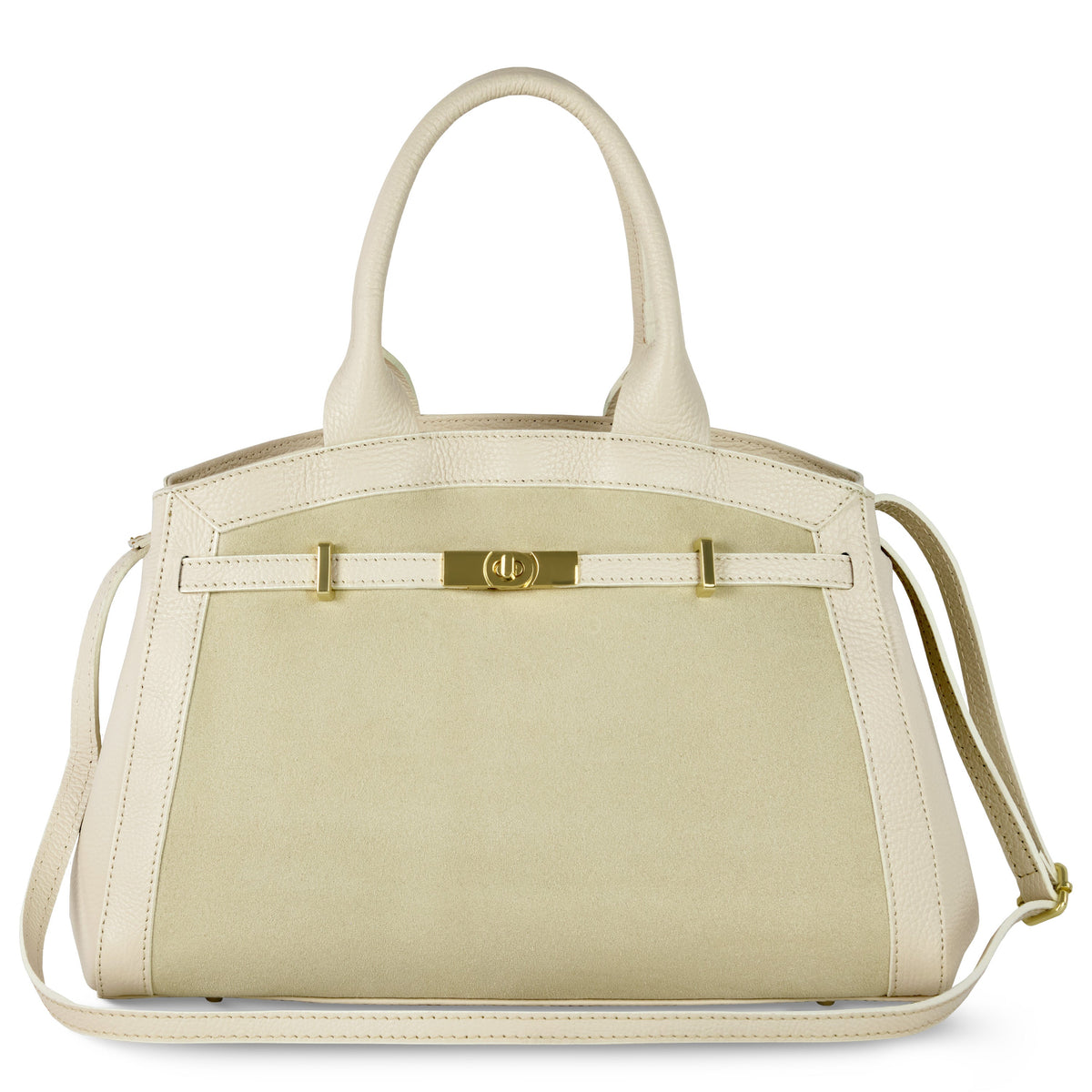 Italian Genuine Suede and Calf Leather Top-Handle Bag