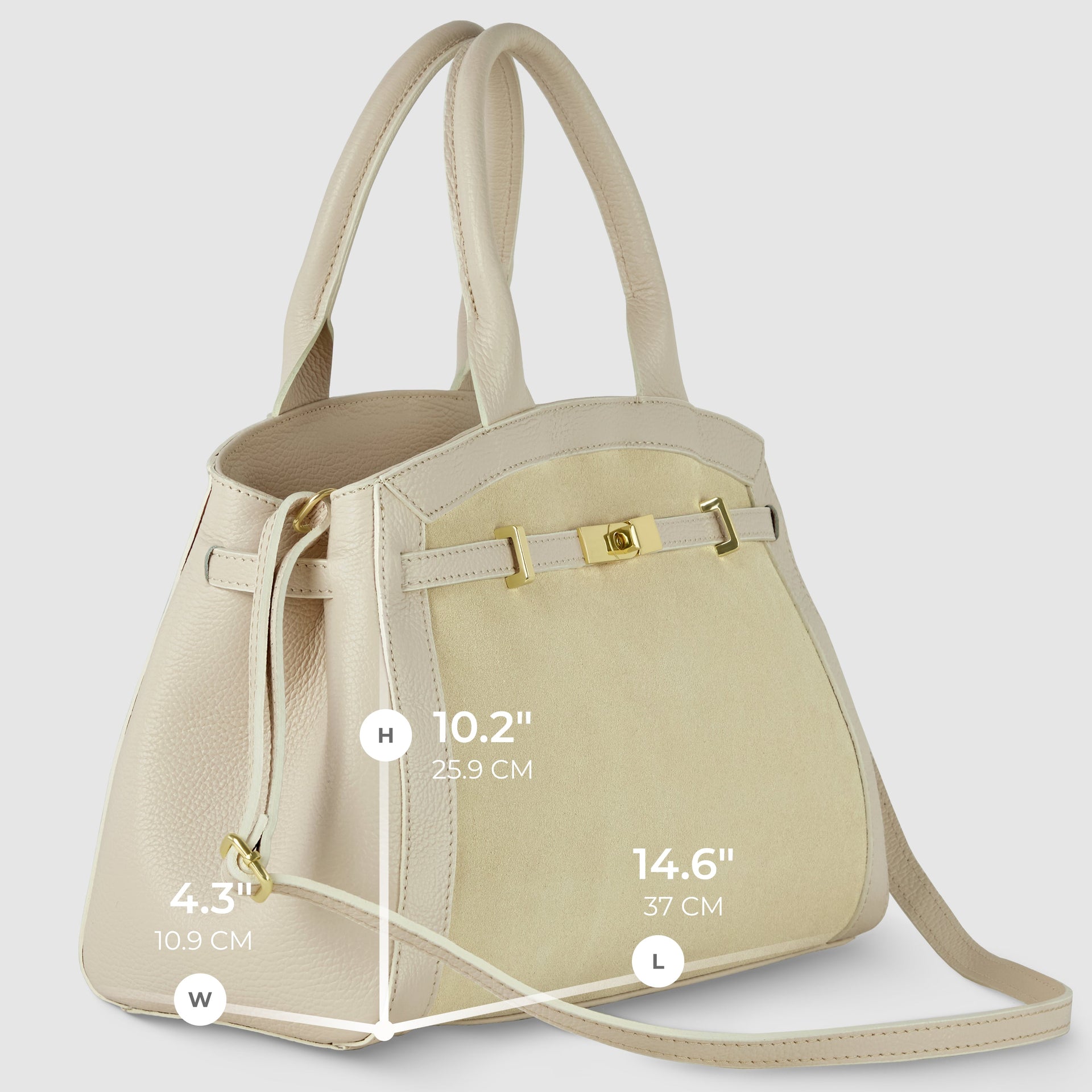 Italian Genuine Suede and Calf Leather Top-Handle Bag