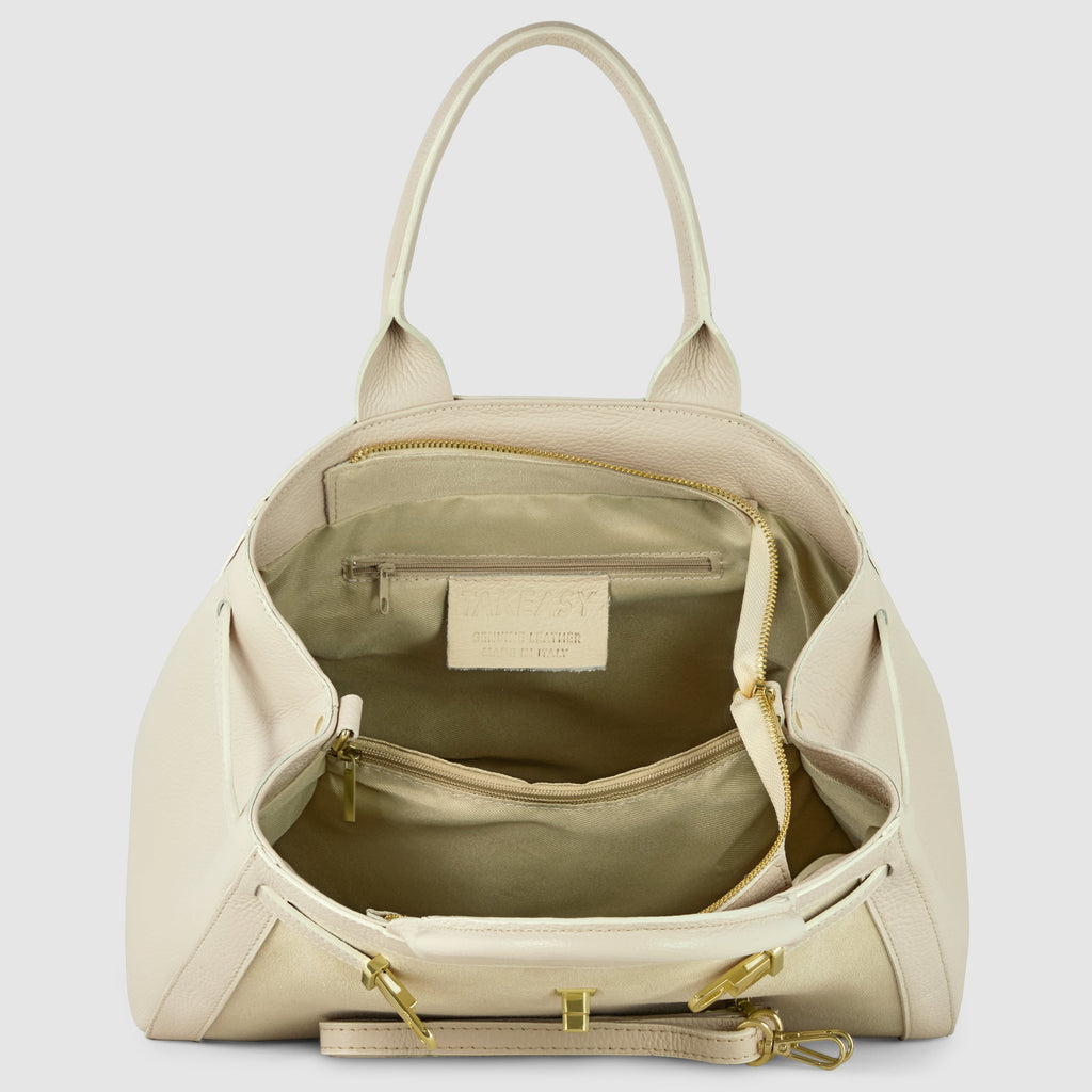 Italian Genuine Suede and Calf Leather Top-Handle Bag