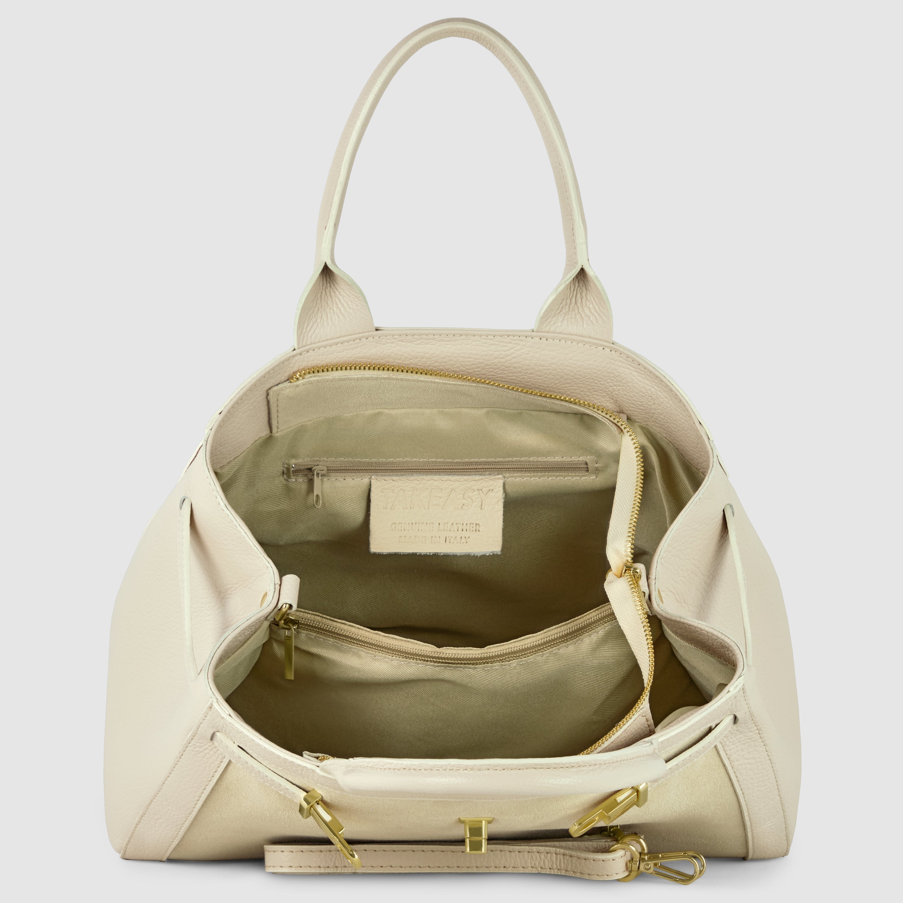Italian Genuine Suede and Calf Leather Top-Handle Bag