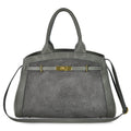 TAKEASY Italian genuine suede and calf leather top-handle bag in neutral tones