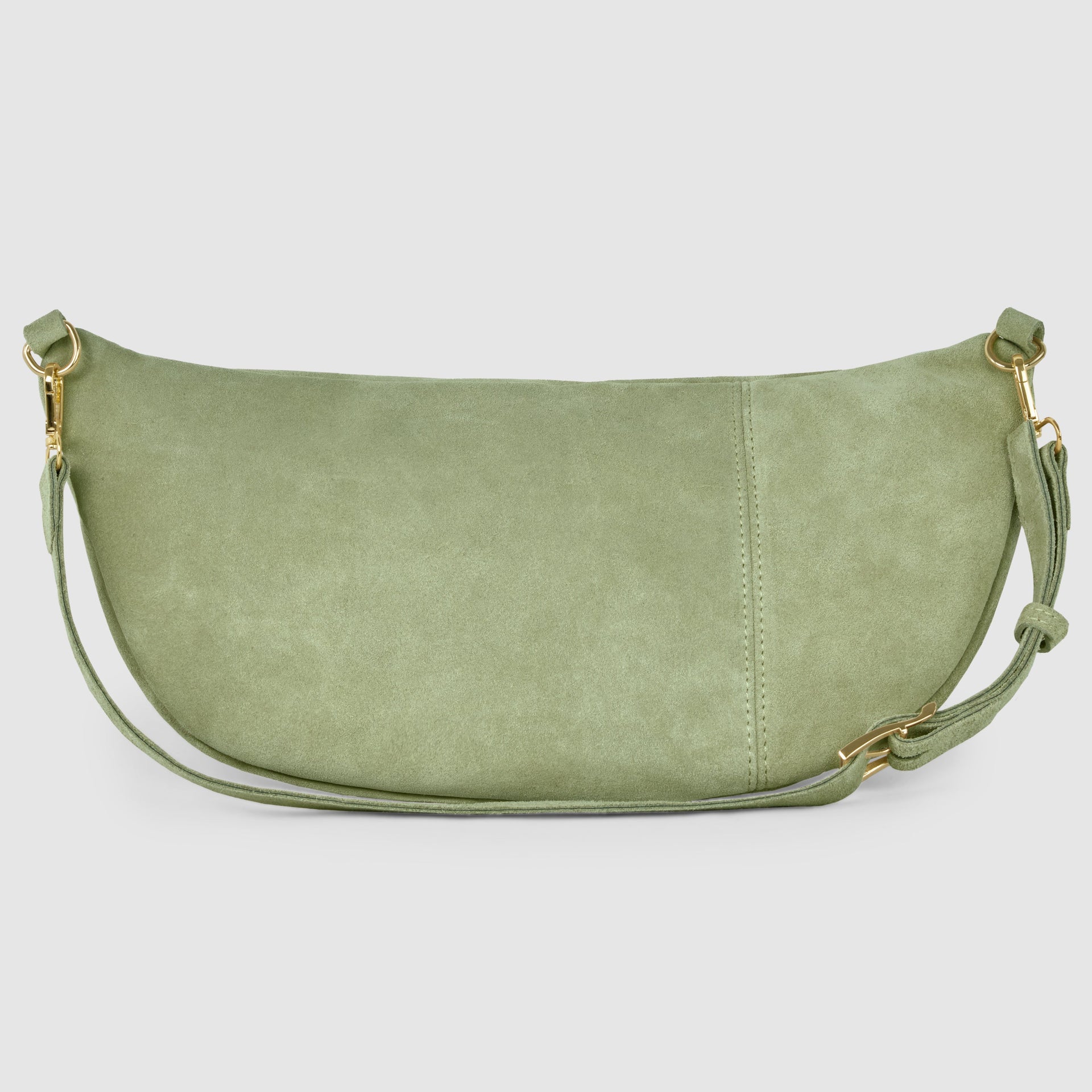 Italian Genuine Suede Curved Crossbody Bag with Belt Strap