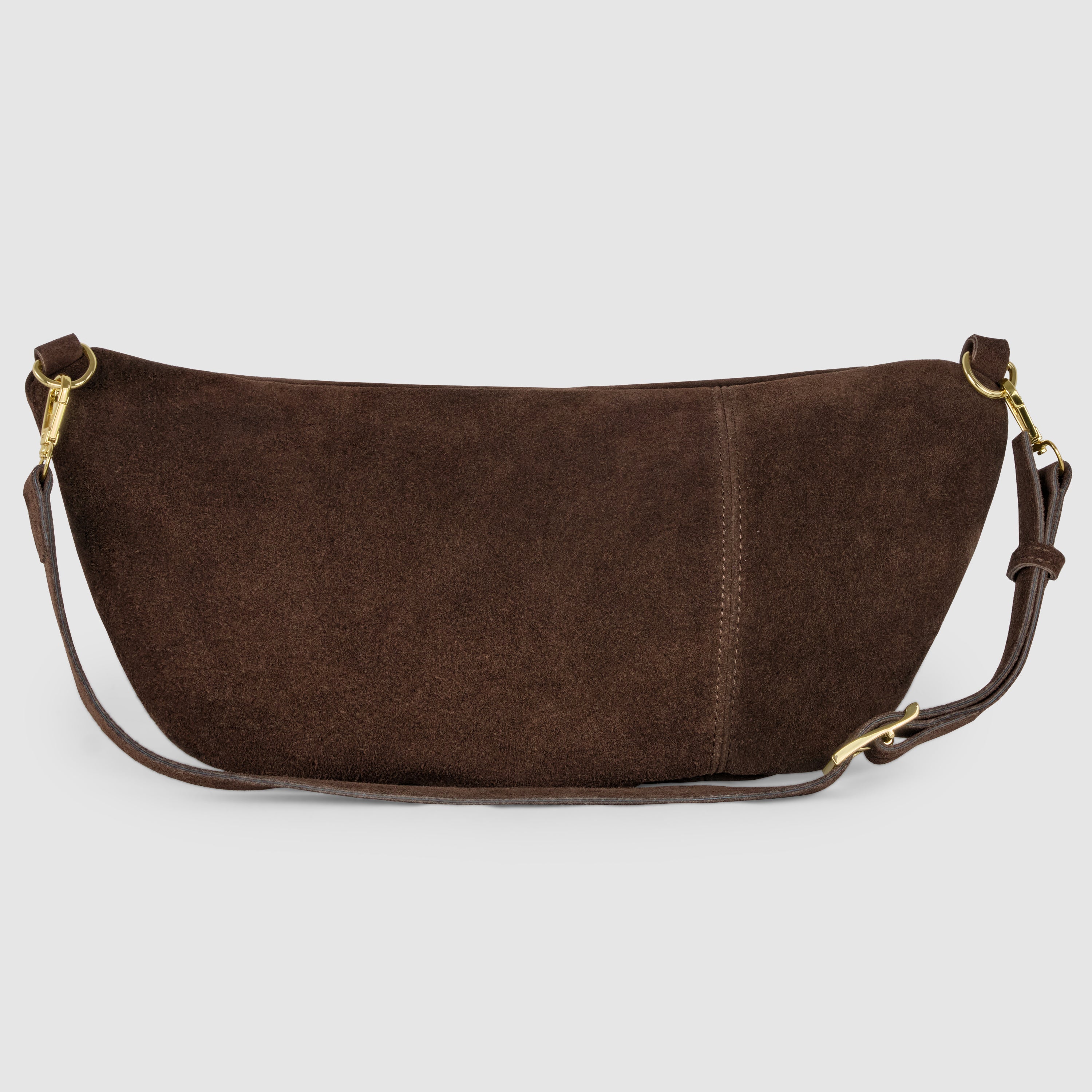 Italian Genuine Suede Curved Crossbody Bag with Belt Strap