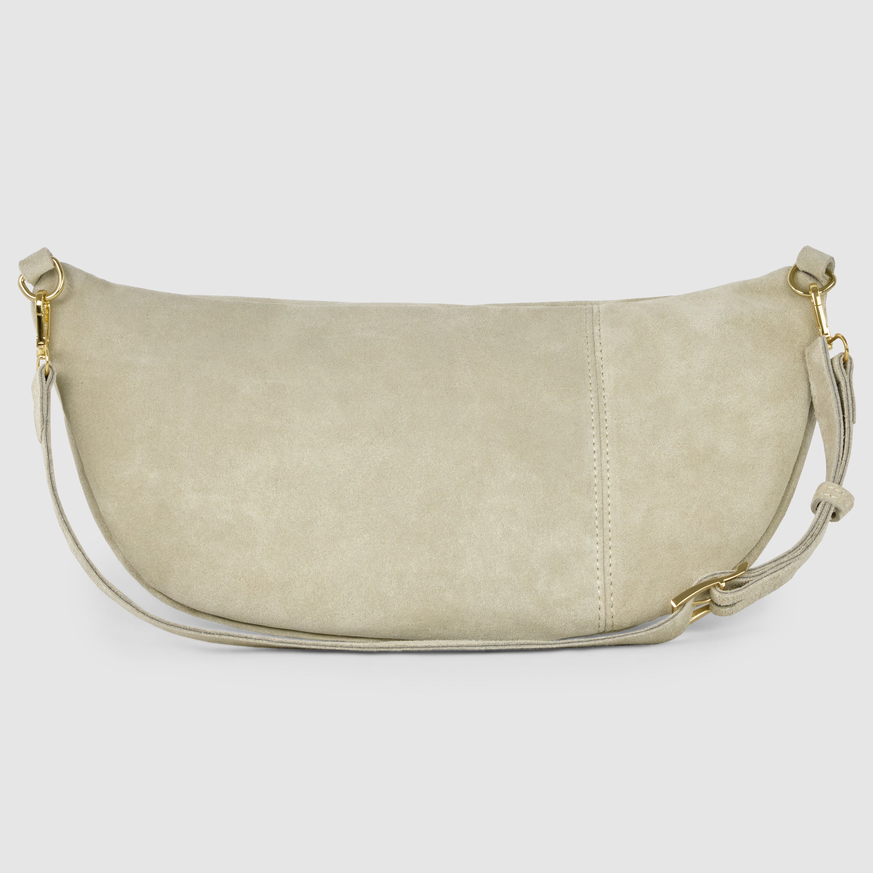 Italian Genuine Suede Curved Crossbody Bag with Belt Strap