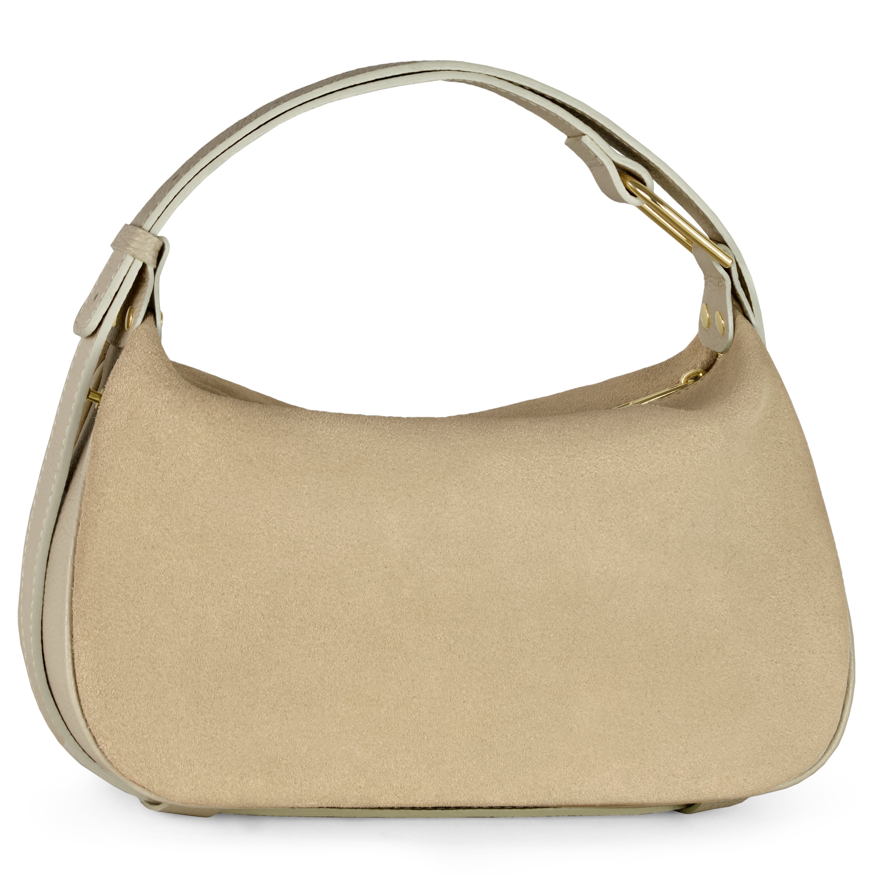 Italian Genuine Suede Compact Rounded Crossbody Shoulder Bag