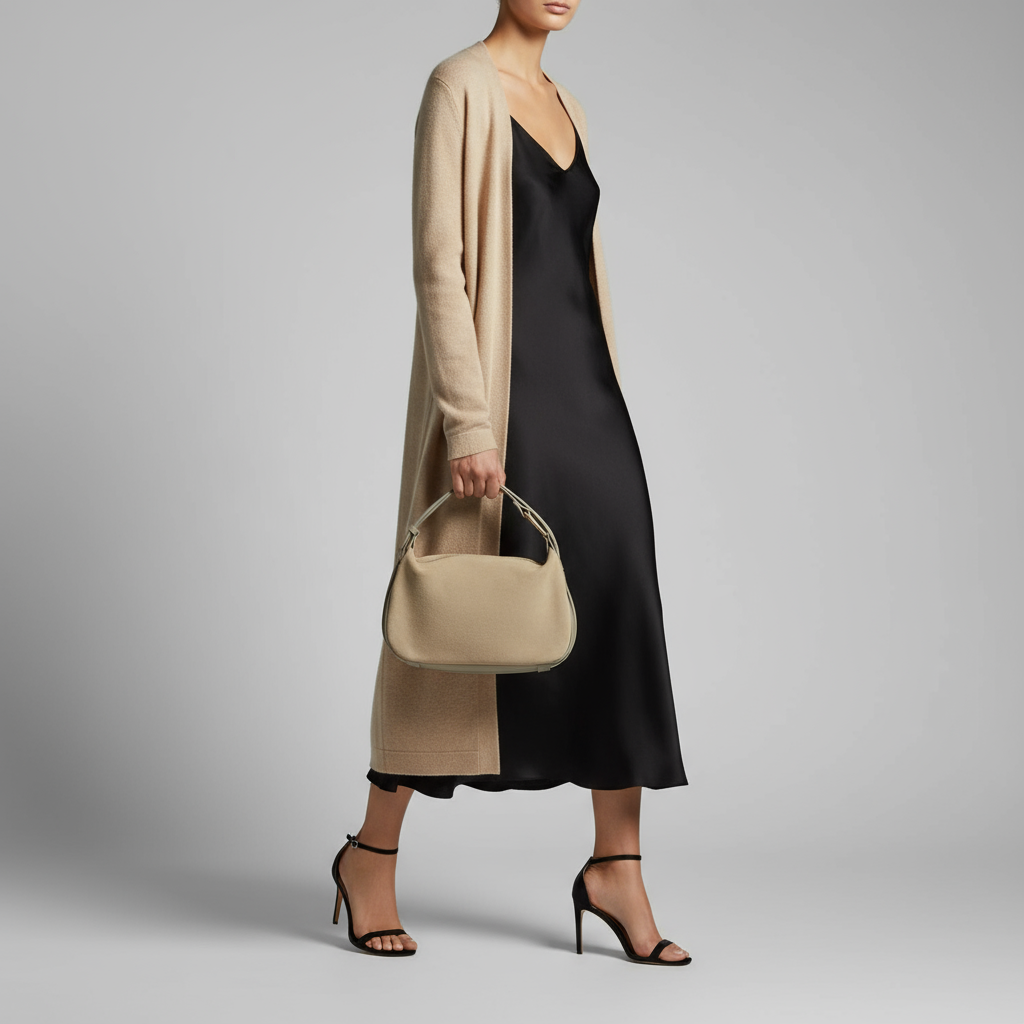 Italian Genuine Suede Compact Rounded Crossbody Shoulder Bag