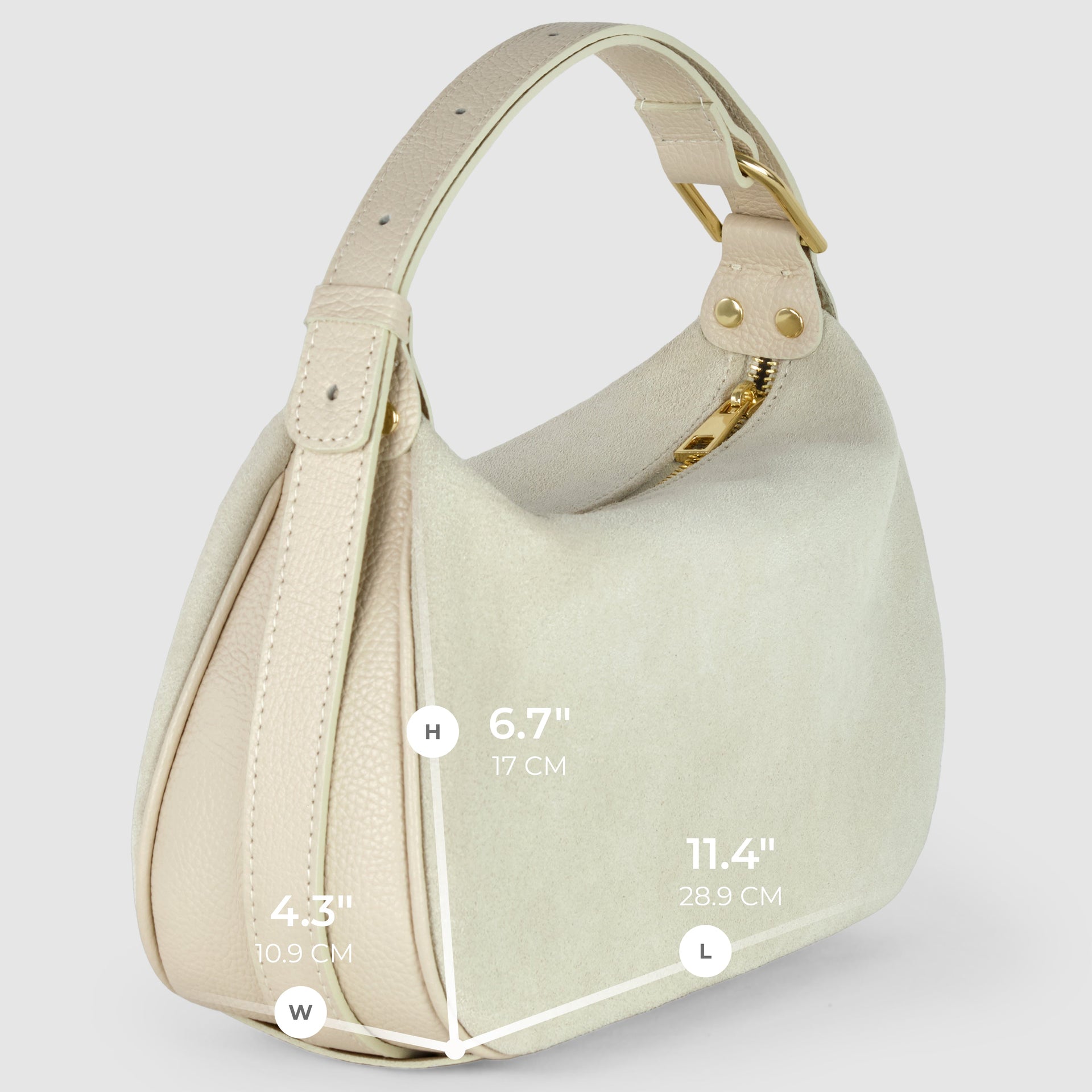 Italian Genuine Suede Compact Rounded Crossbody Shoulder Bag
