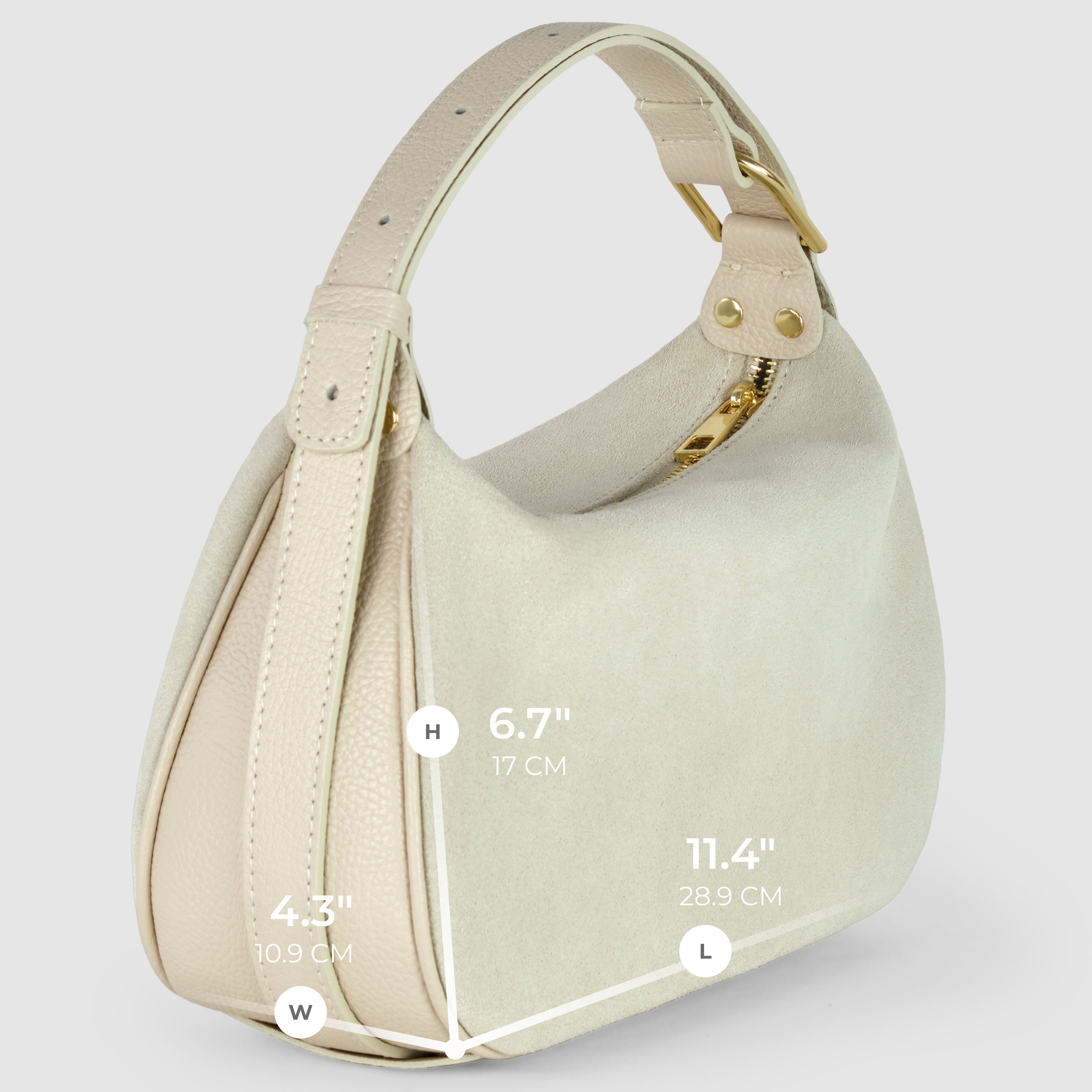 Italian Genuine Suede Compact Rounded Crossbody Shoulder Bag