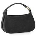 Italian Genuine Suede Compact Rounded Crossbody Shoulder Bag