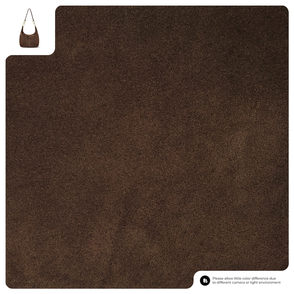 Italian Genuine Suede Slouchy Hobo Bag with Ring Details