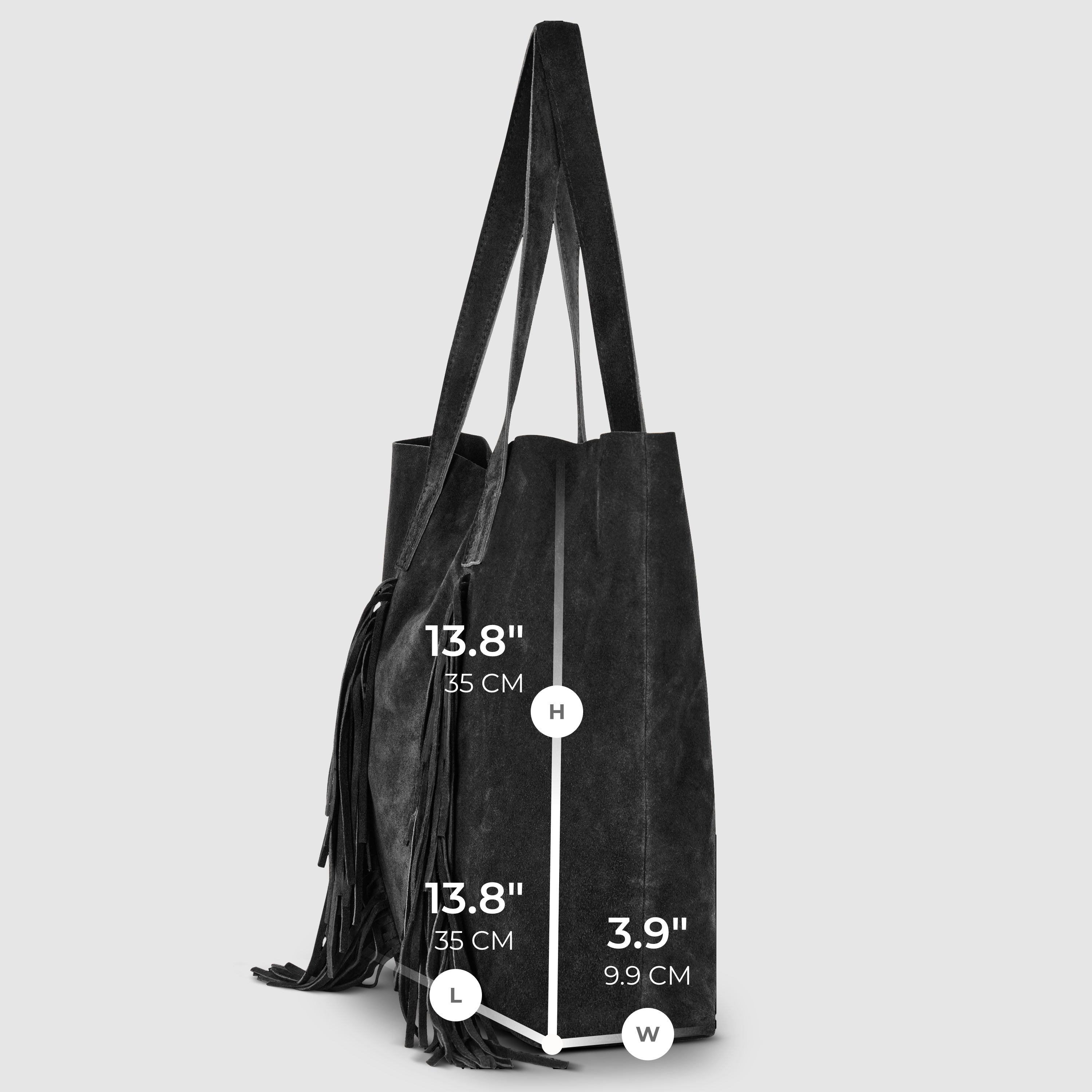 Italian Genuine Suede Fringe Tote Bag in Brown - Bohemian Carryall