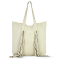 Italian Genuine Suede Fringe Tote Bag in Brown - Bohemian Carryall