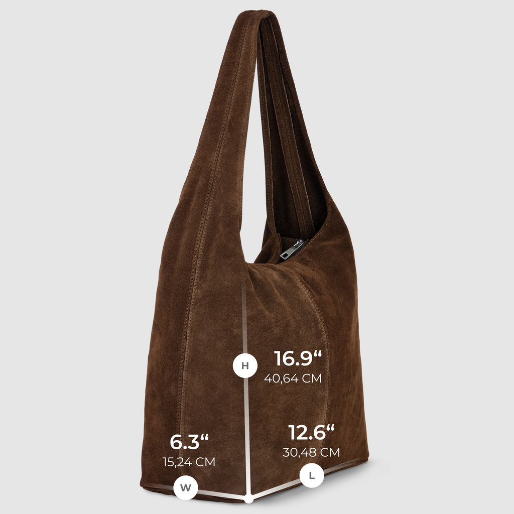 Italian Genuine Suede Hobo Bag – Slouchy Shoulder Purse