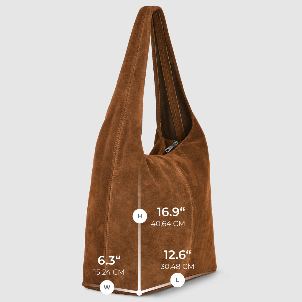 Italian Genuine Suede Hobo Bag – Slouchy Shoulder Purse