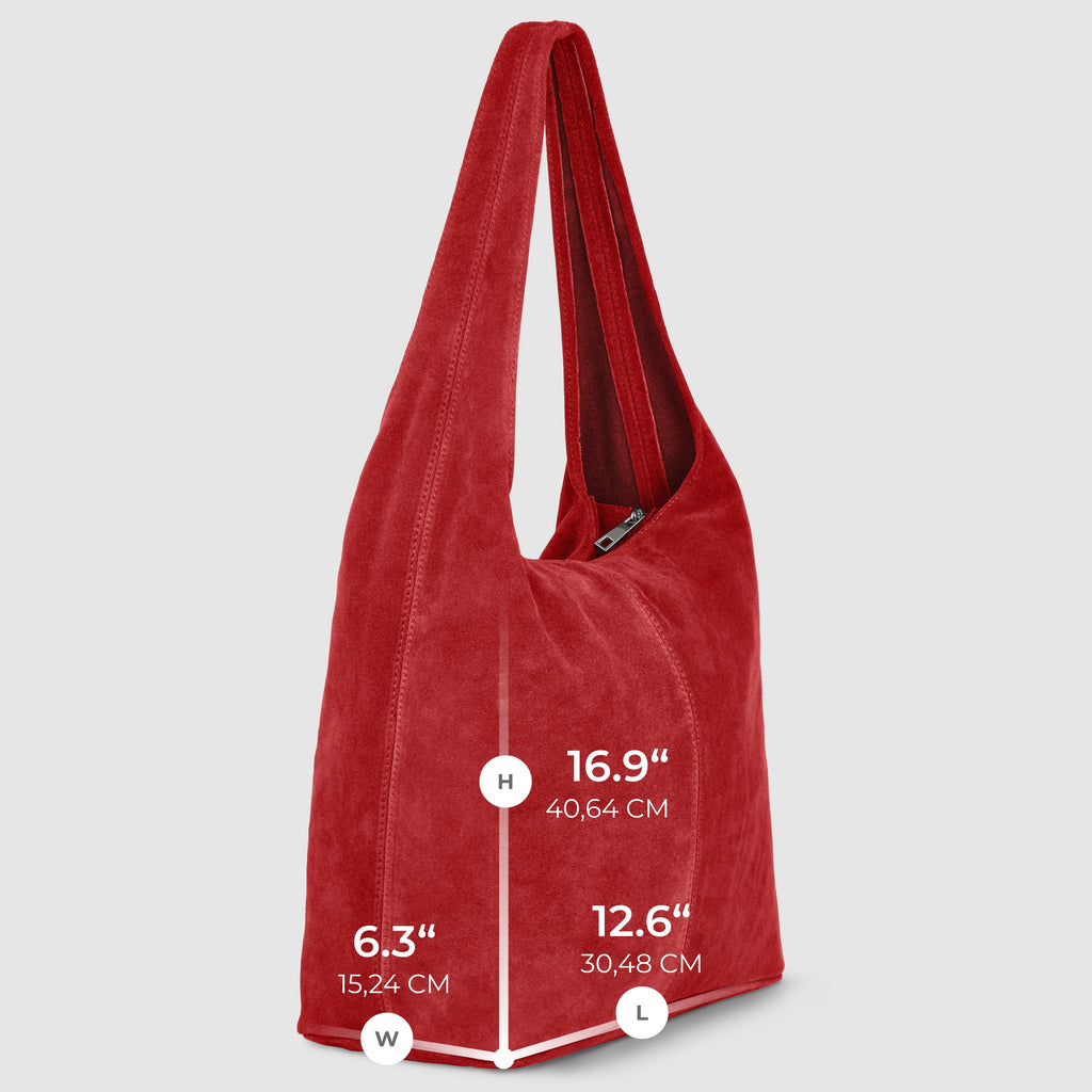 Italian Genuine Suede Hobo Bag – Slouchy Shoulder Purse