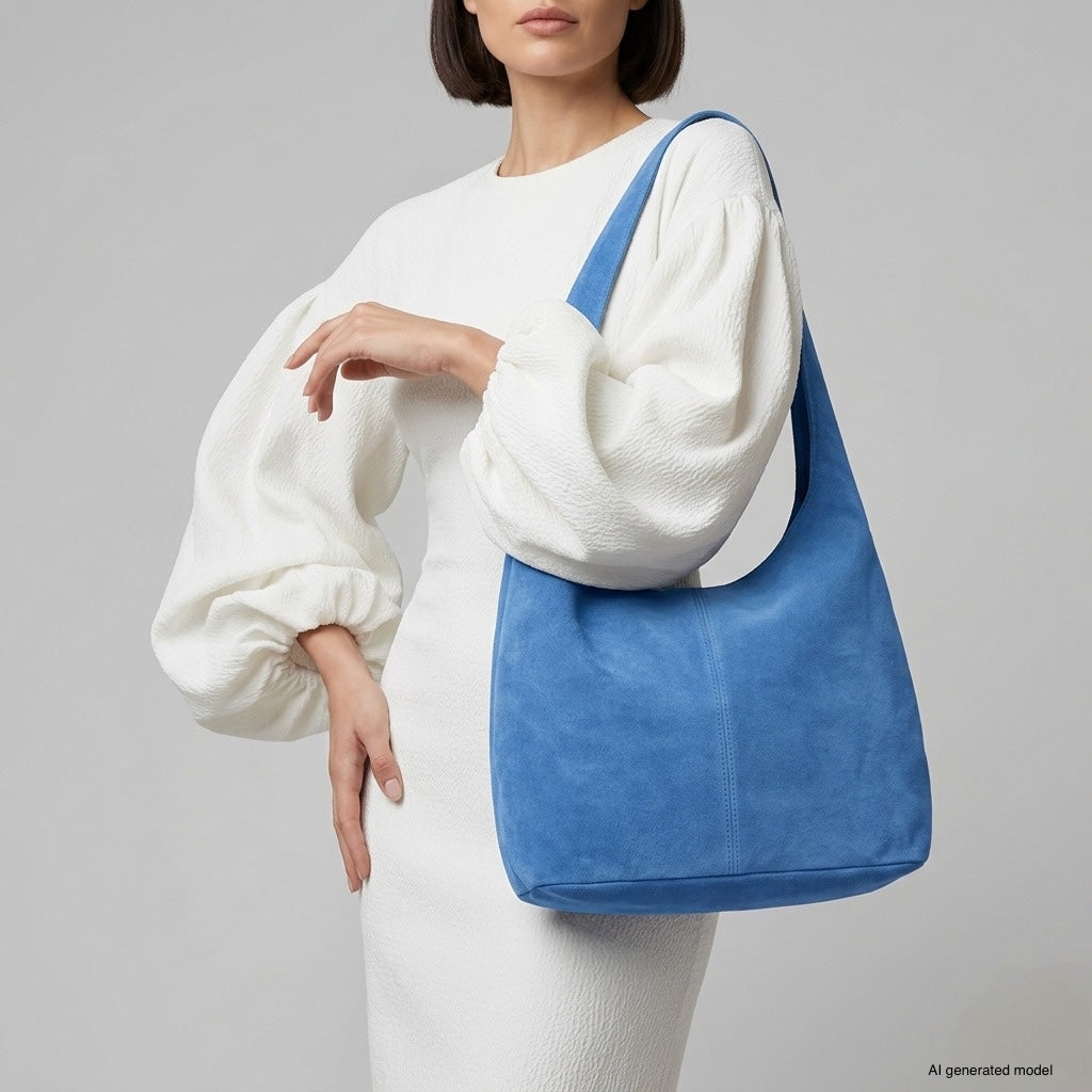 Italian Genuine Suede Hobo Bag – Slouchy Shoulder Purse