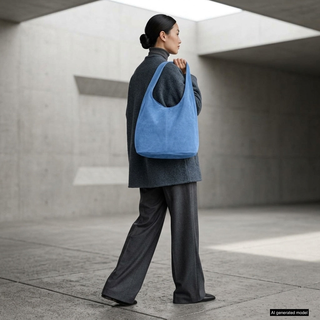 Italian Genuine Suede Hobo Bag – Slouchy Shoulder Purse
