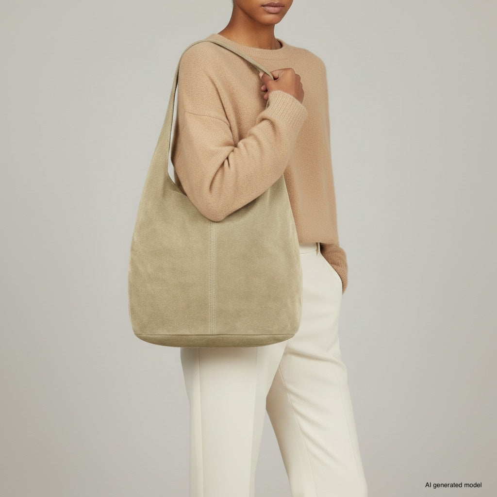 Italian Genuine Suede Hobo Bag – Slouchy Shoulder Purse