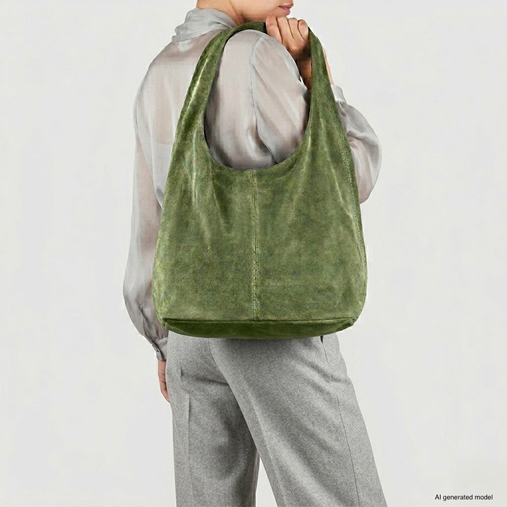 Italian Genuine Suede Hobo Bag – Slouchy Shoulder Purse
