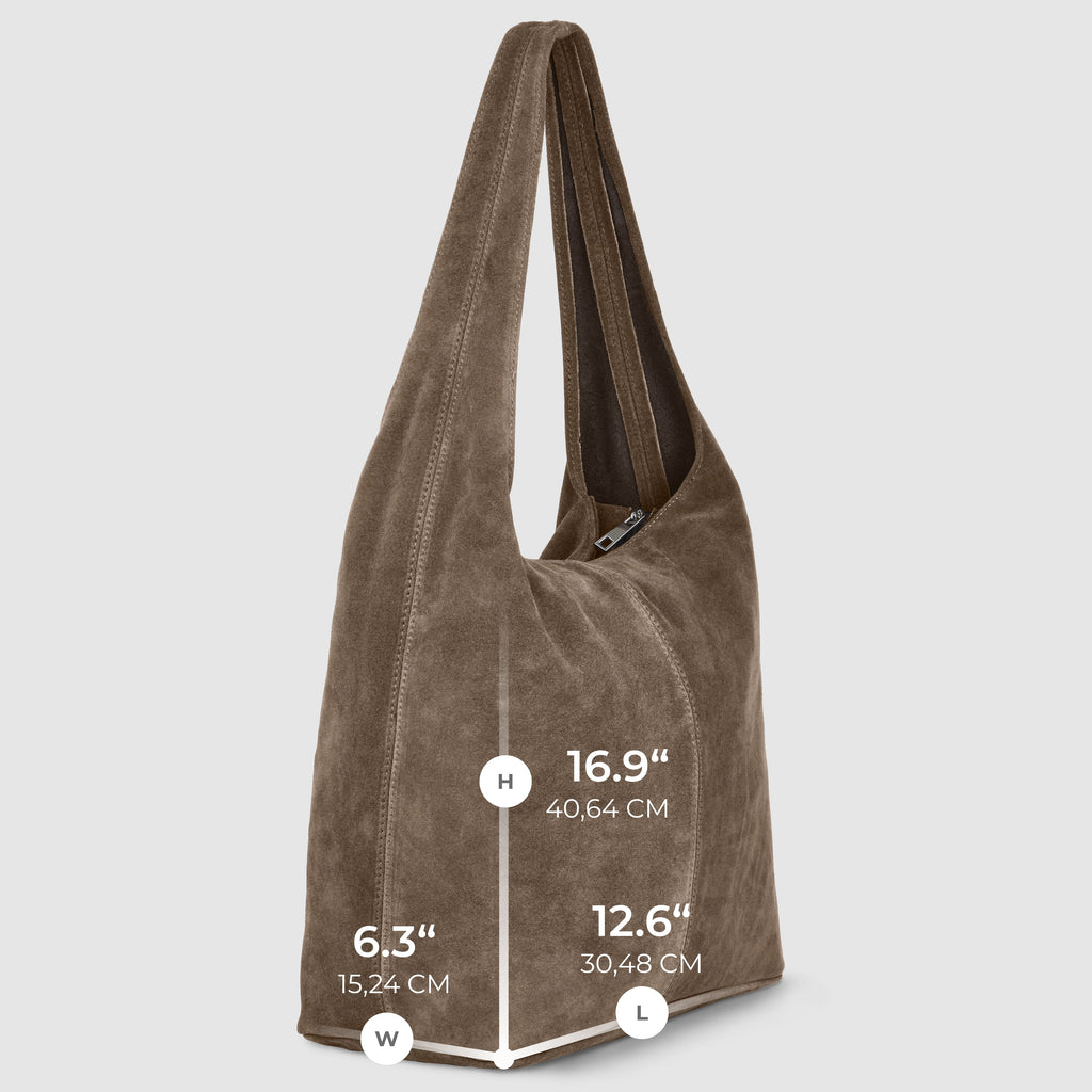 Italian Genuine Suede Hobo Bag – Slouchy Shoulder Purse