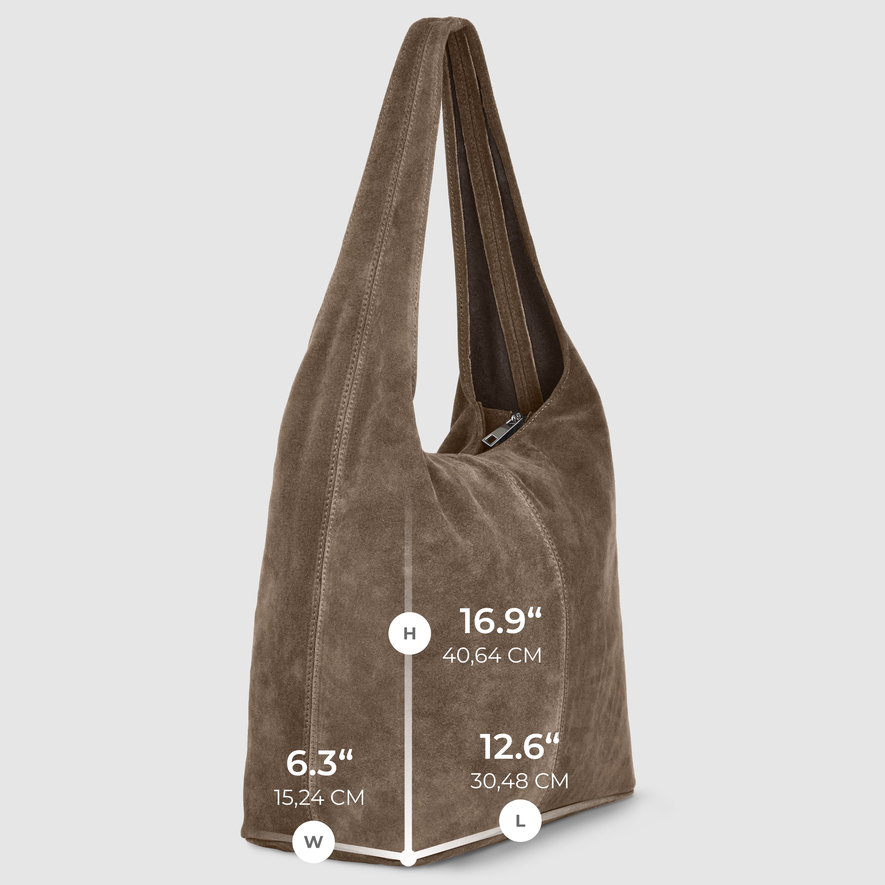 Italian Genuine Suede Hobo Bag – Slouchy Shoulder Purse