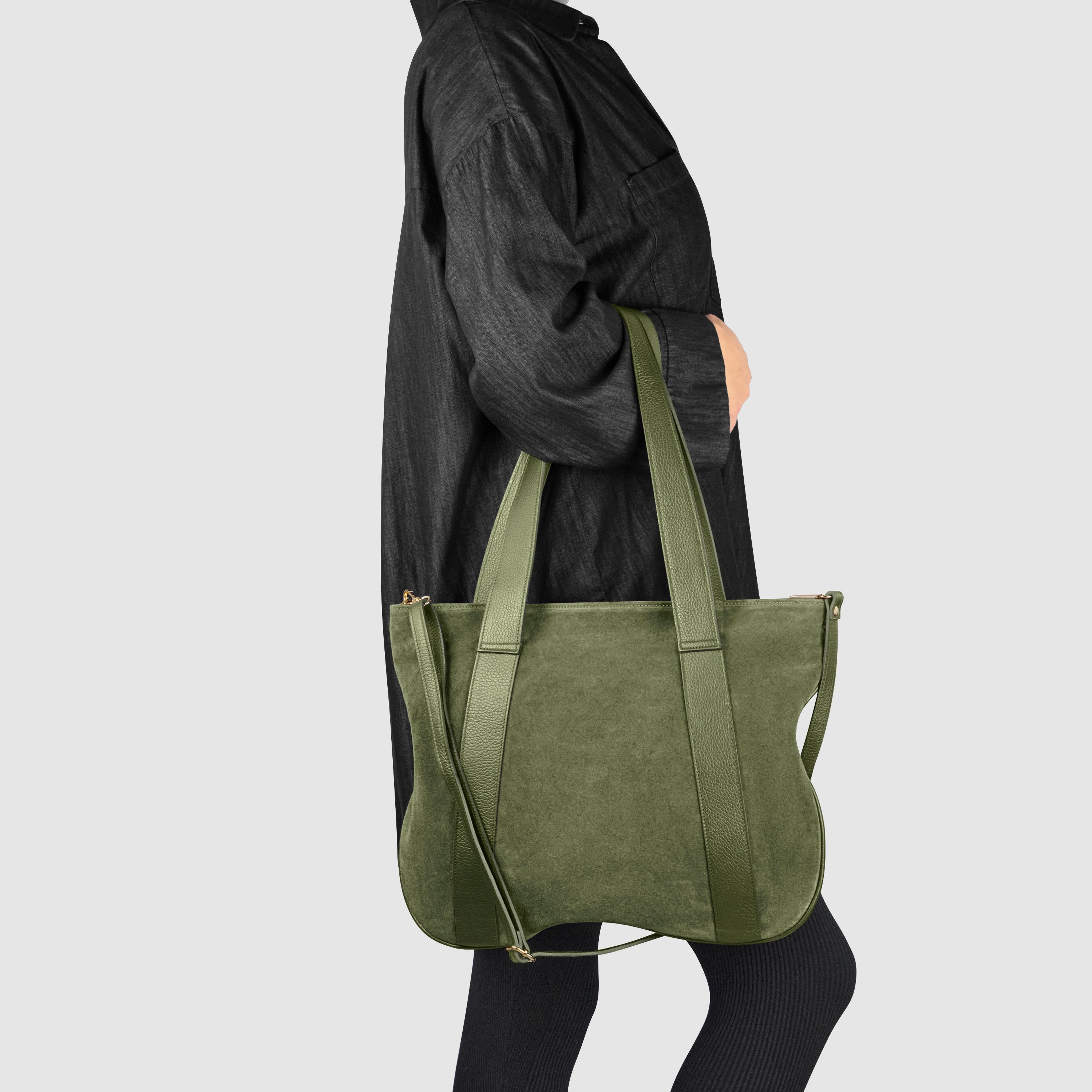 Italian Genuine Suede Leather Everyday Tote Bag