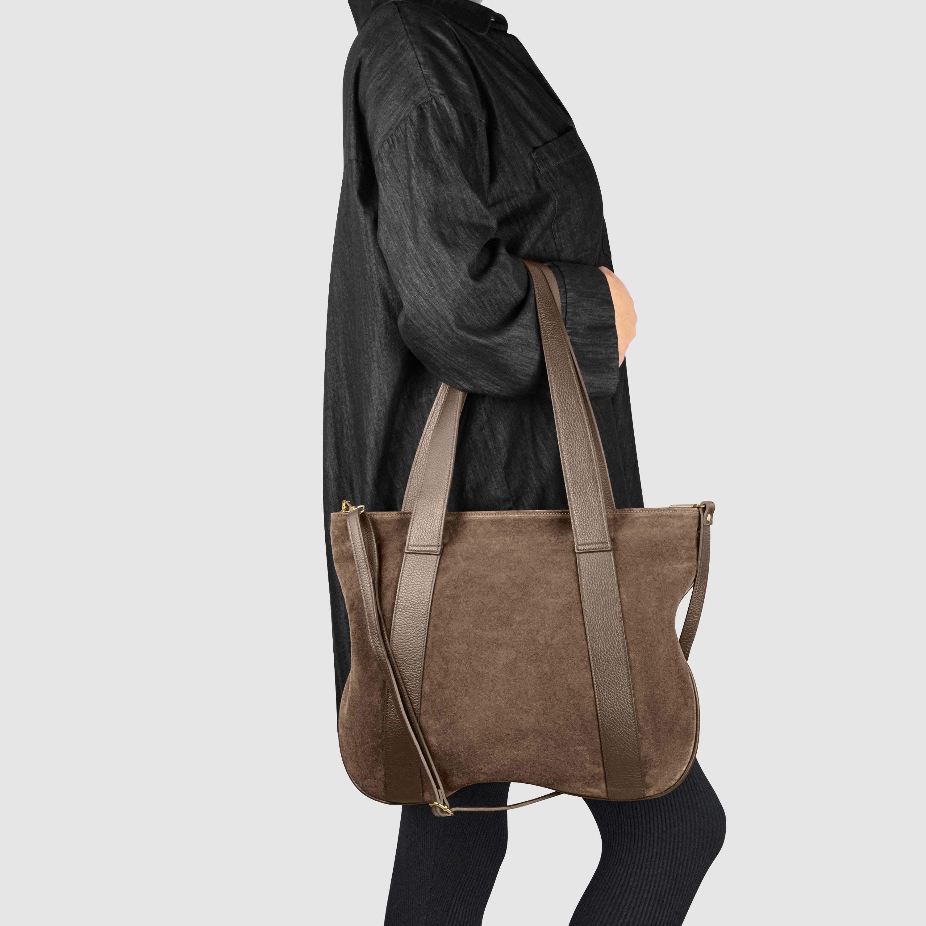 Italian Genuine Suede Leather Everyday Tote Bag