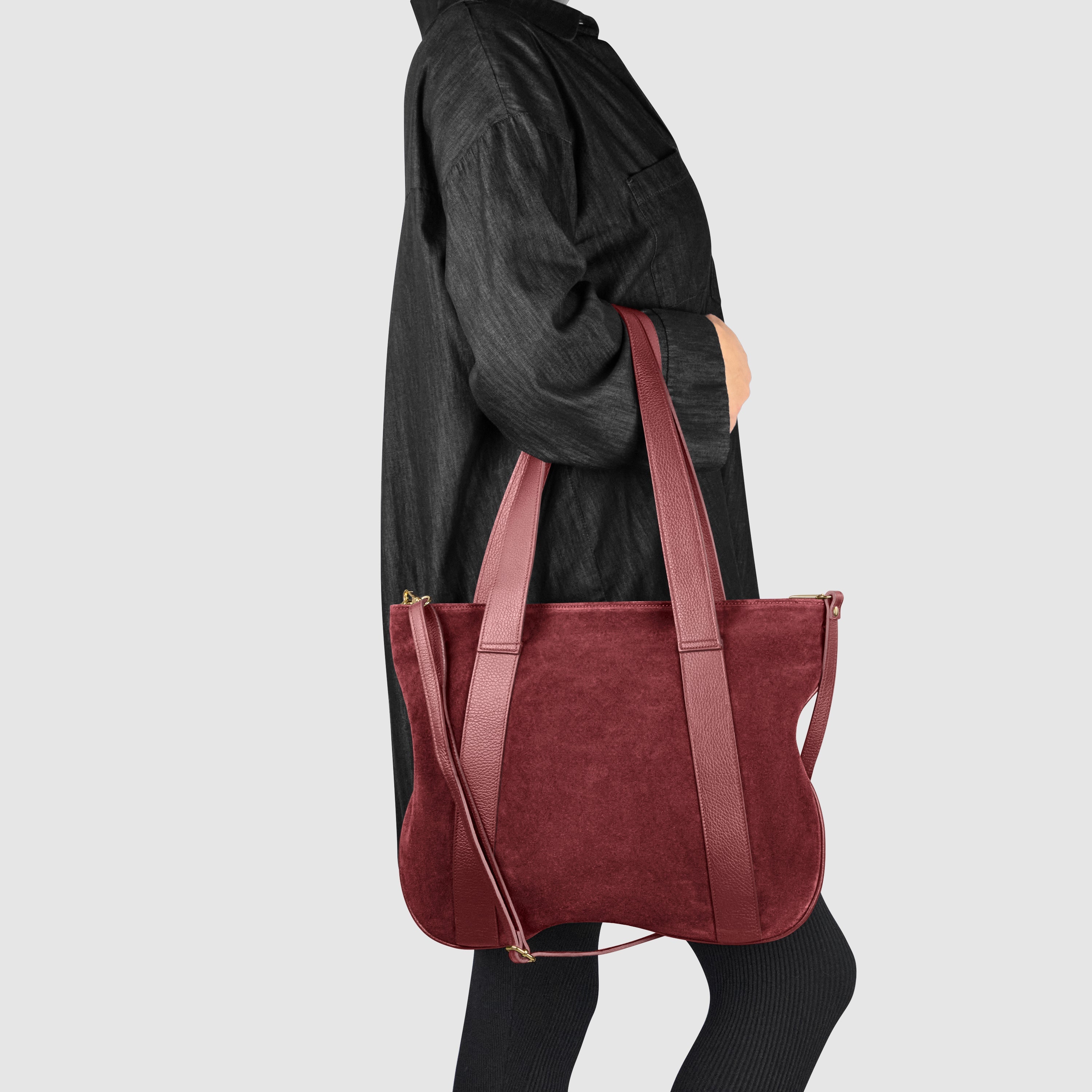 Italian Genuine Suede Leather Everyday Tote Bag