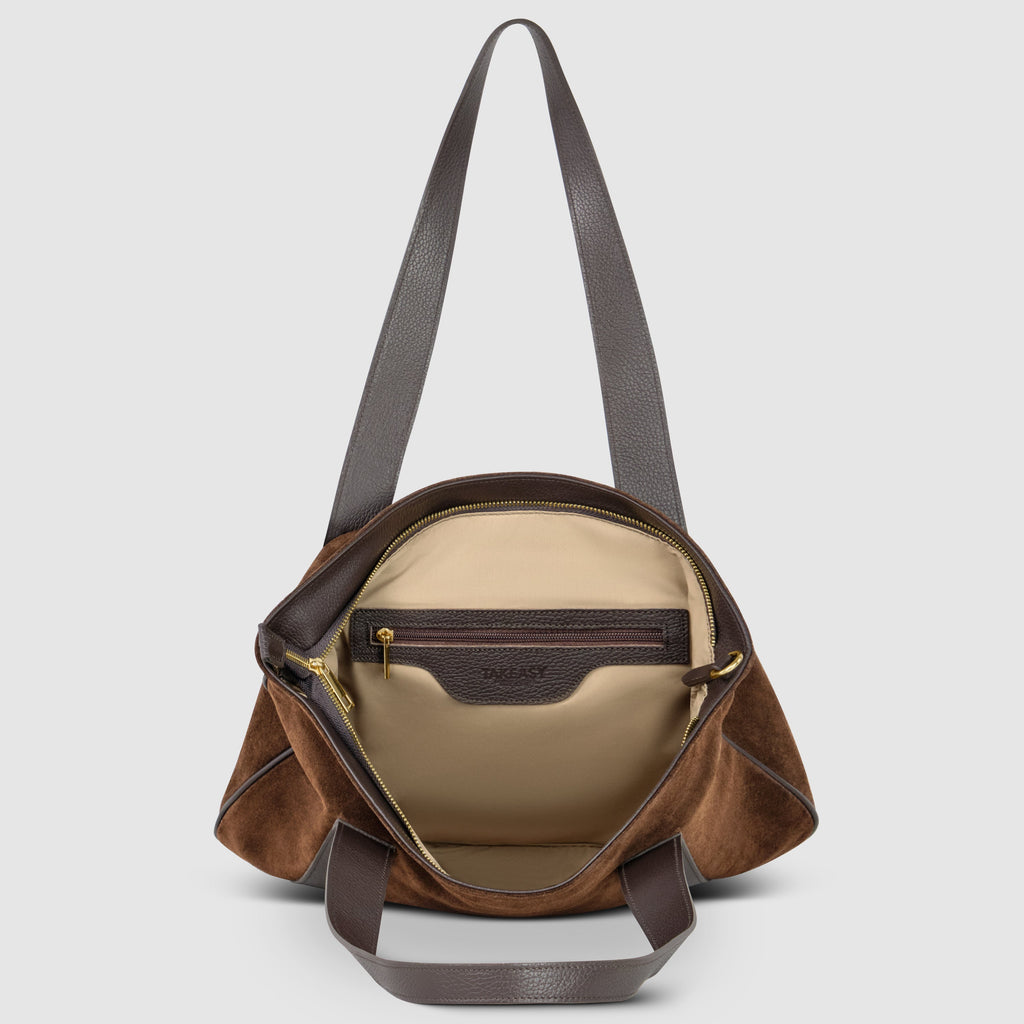 Italian Genuine Suede Leather Everyday Tote Bag