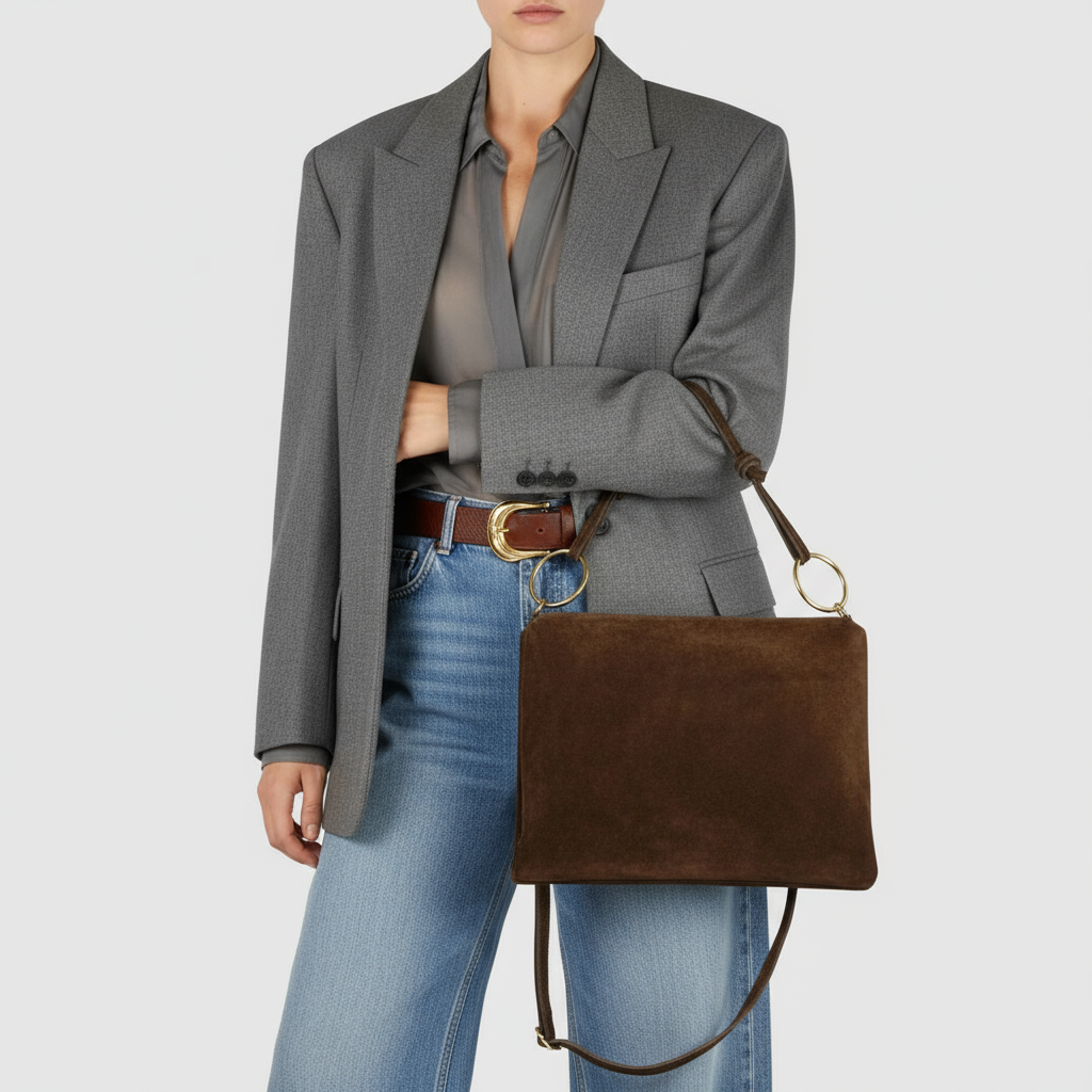 Italian Genuine Suede Leather Shoulder Bag