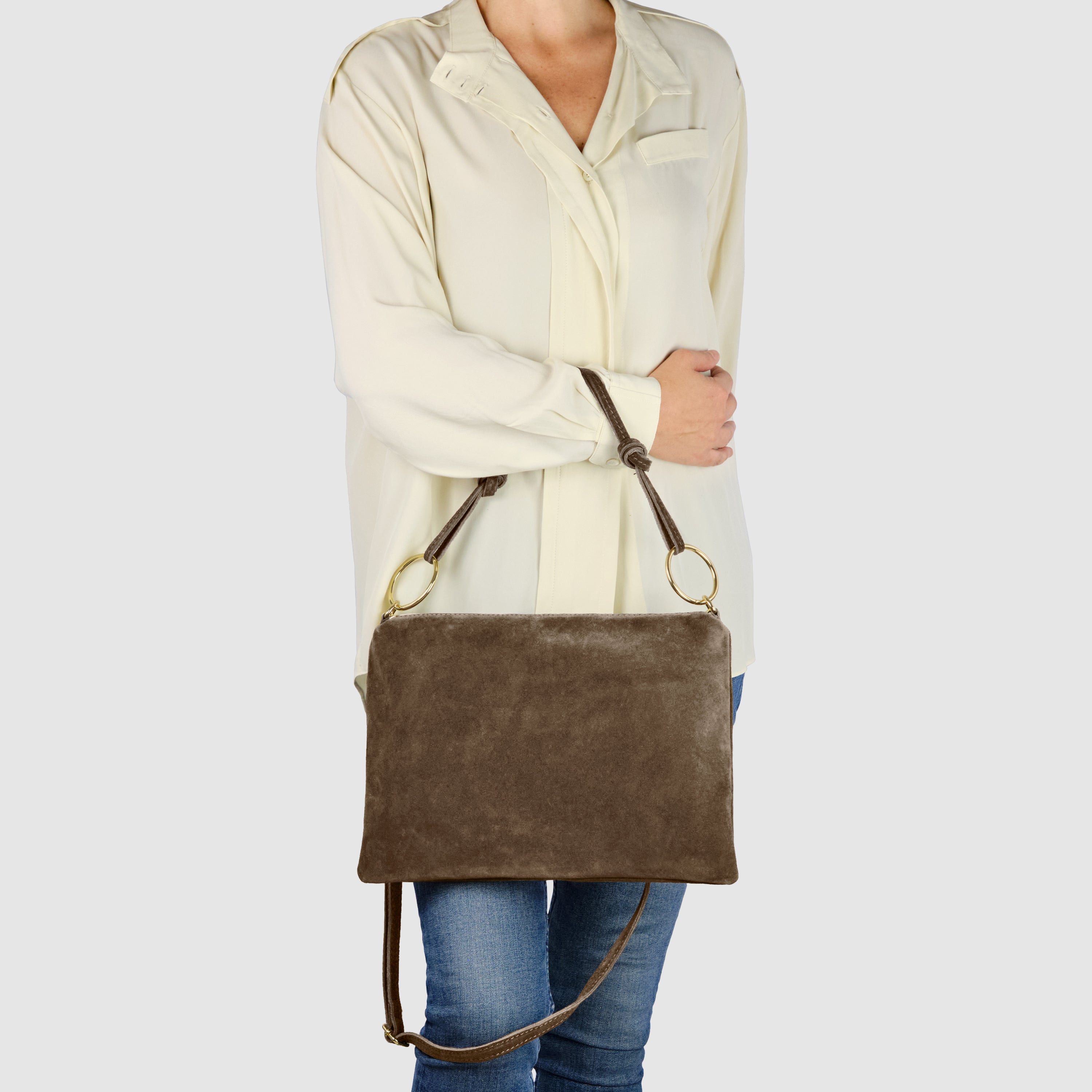 Italian Genuine Suede Leather Shoulder Bag