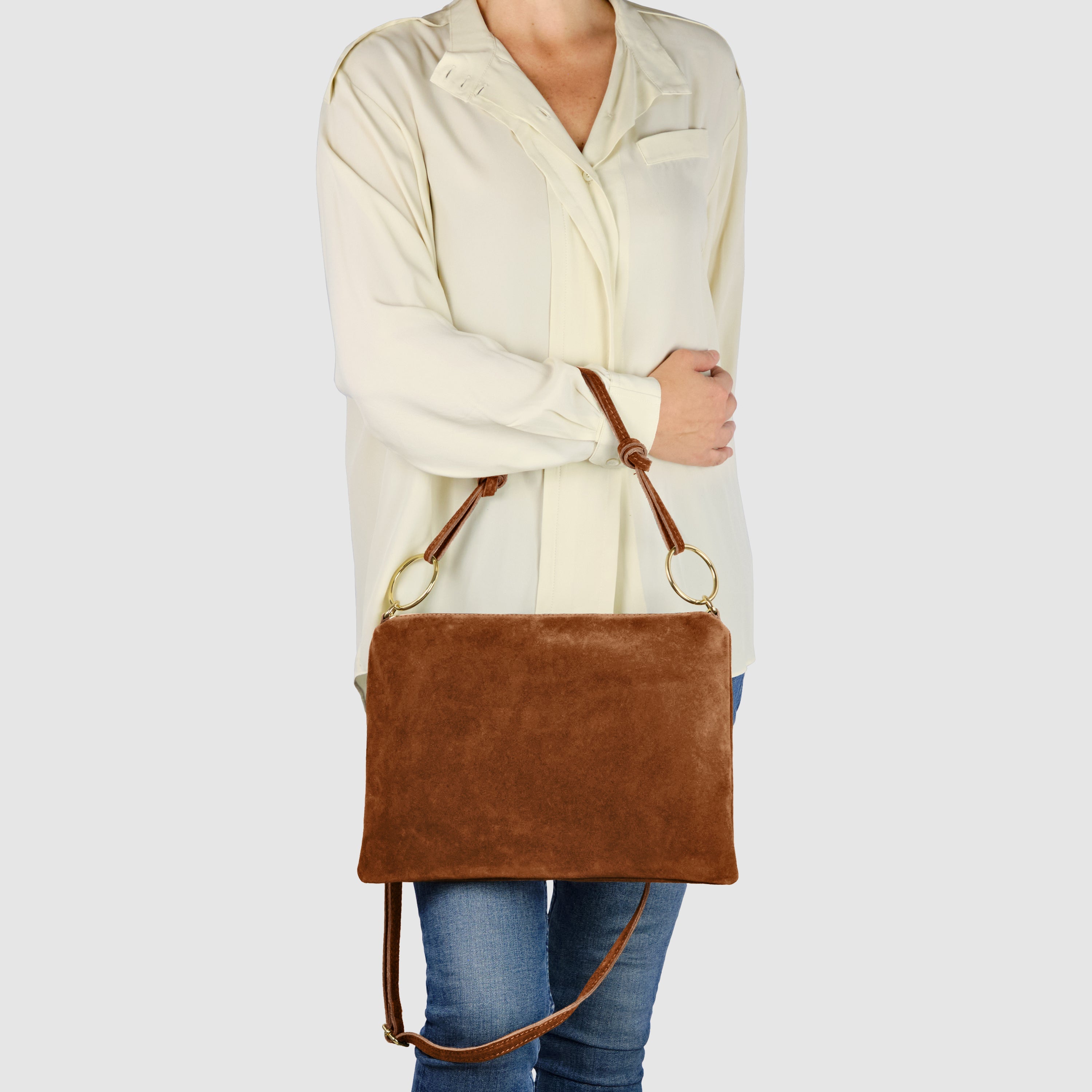 Italian Genuine Suede Leather Shoulder Bag