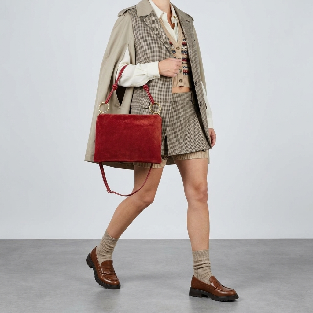 Italian Genuine Suede Leather Shoulder Bag