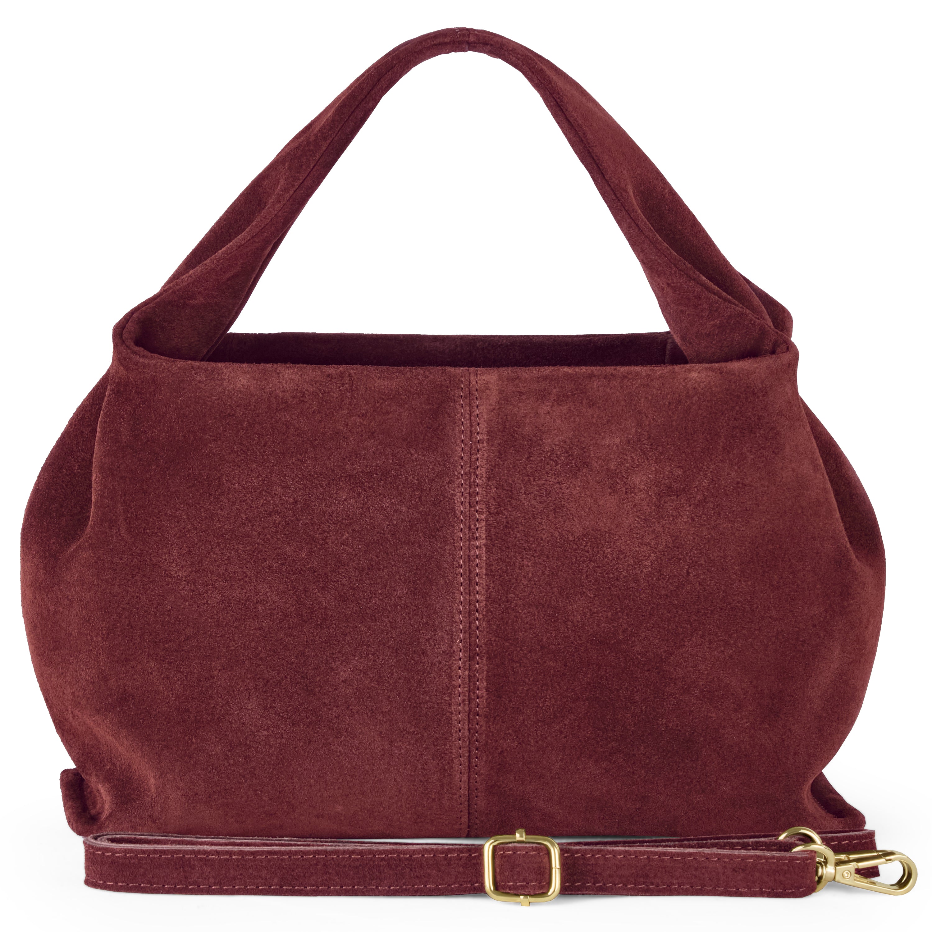 Italian Genuine Suede Shoulder Bag with Twisted Top Handle
