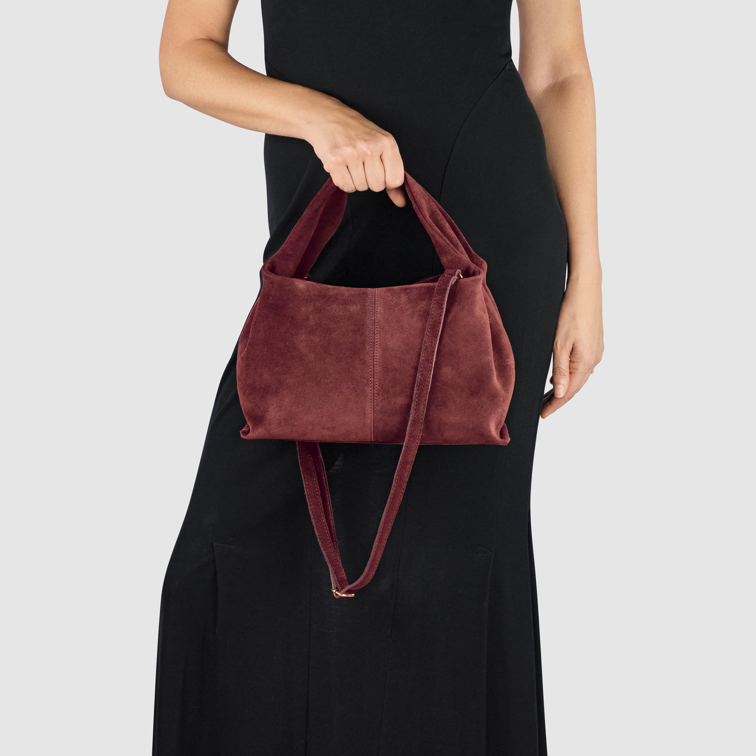 Italian Genuine Suede Shoulder Bag with Twisted Top Handle